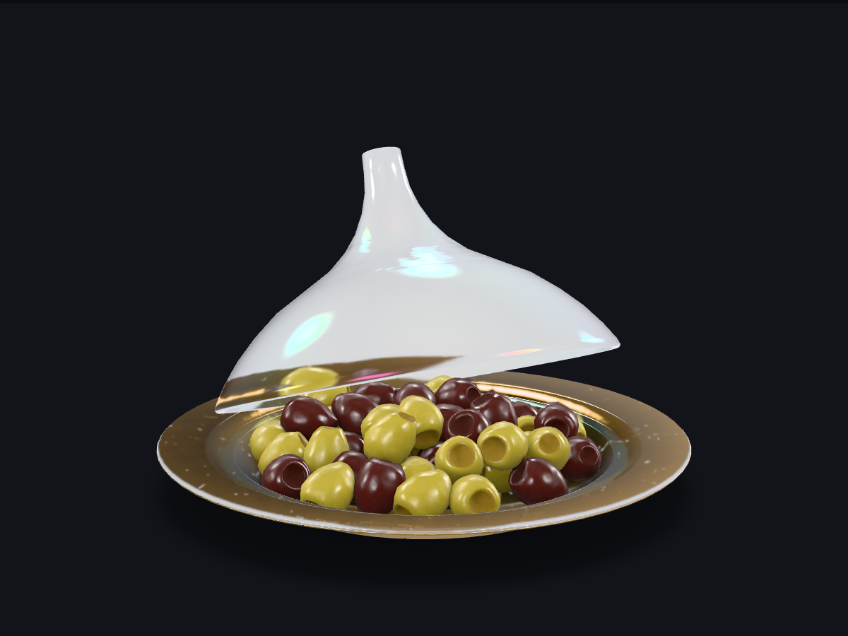 Iridescent Dish with Olives