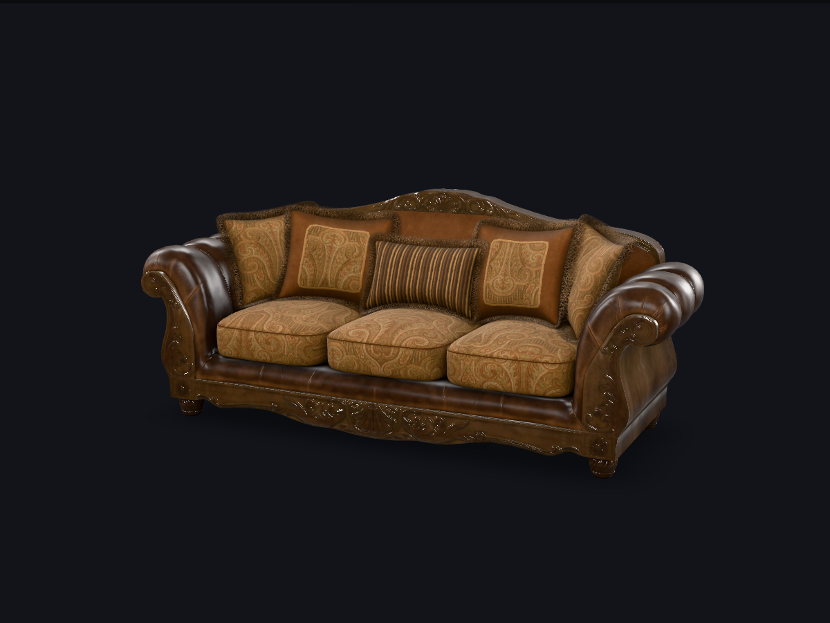 Wood & Leather Sofa