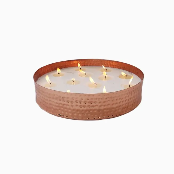 Large Hammered Copper Bowl Candle — image 1