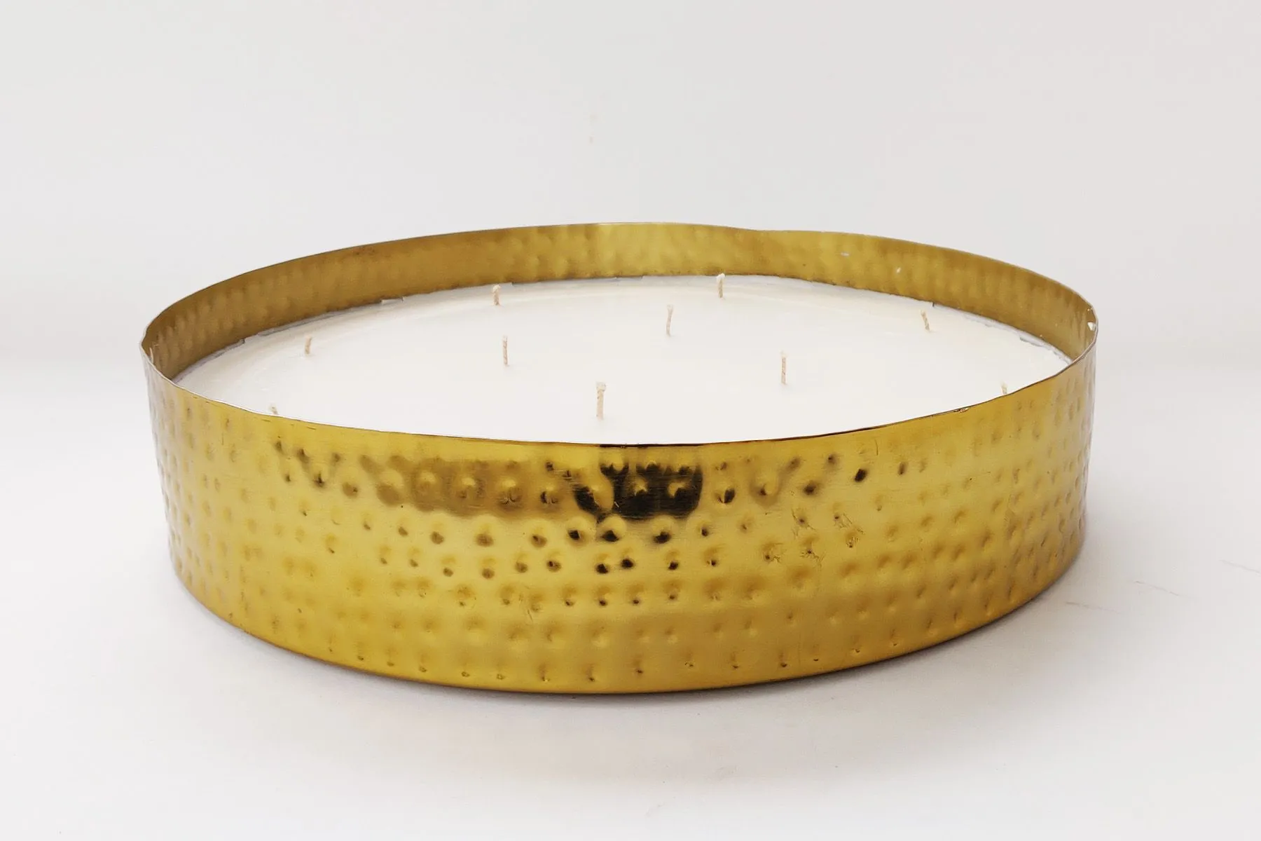 Large Hammered Copper Bowl Candle — image 2