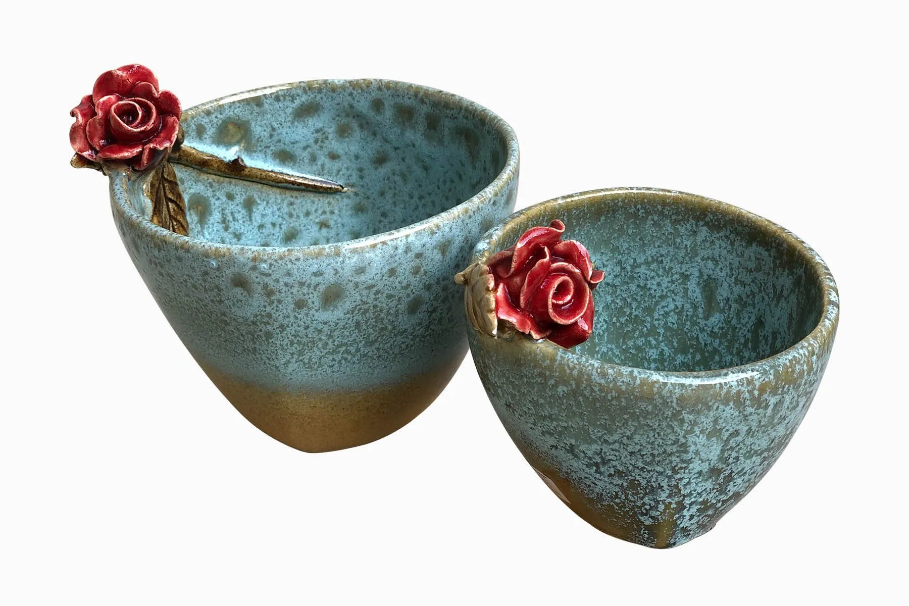 Slant Bowl with Rose Set of 2 — image 1