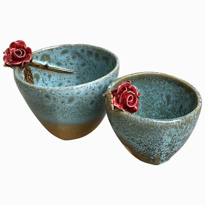 Slant Bowl with Rose Set of 2 — image 2