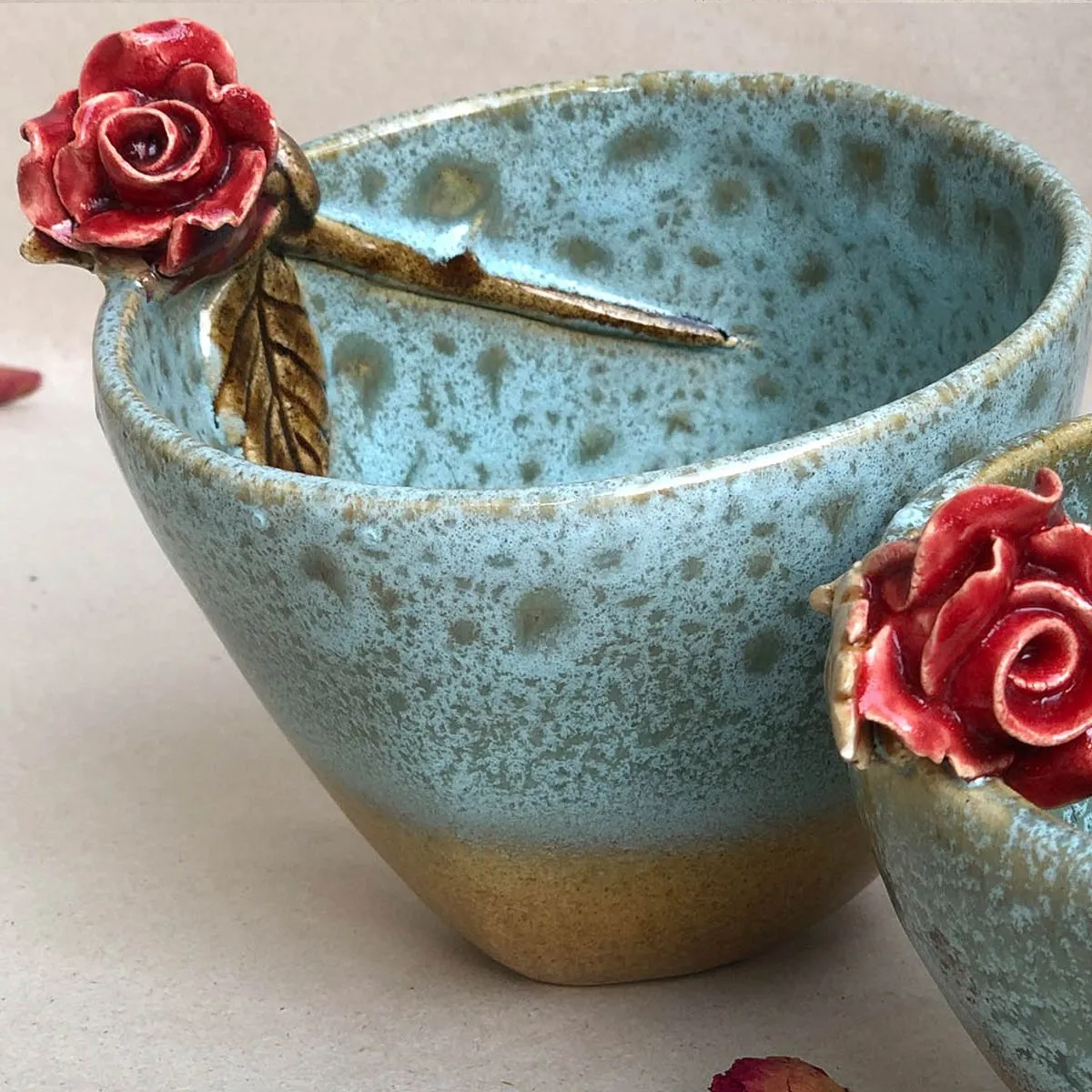 Slant Bowl with Rose Set of 2 — image 5