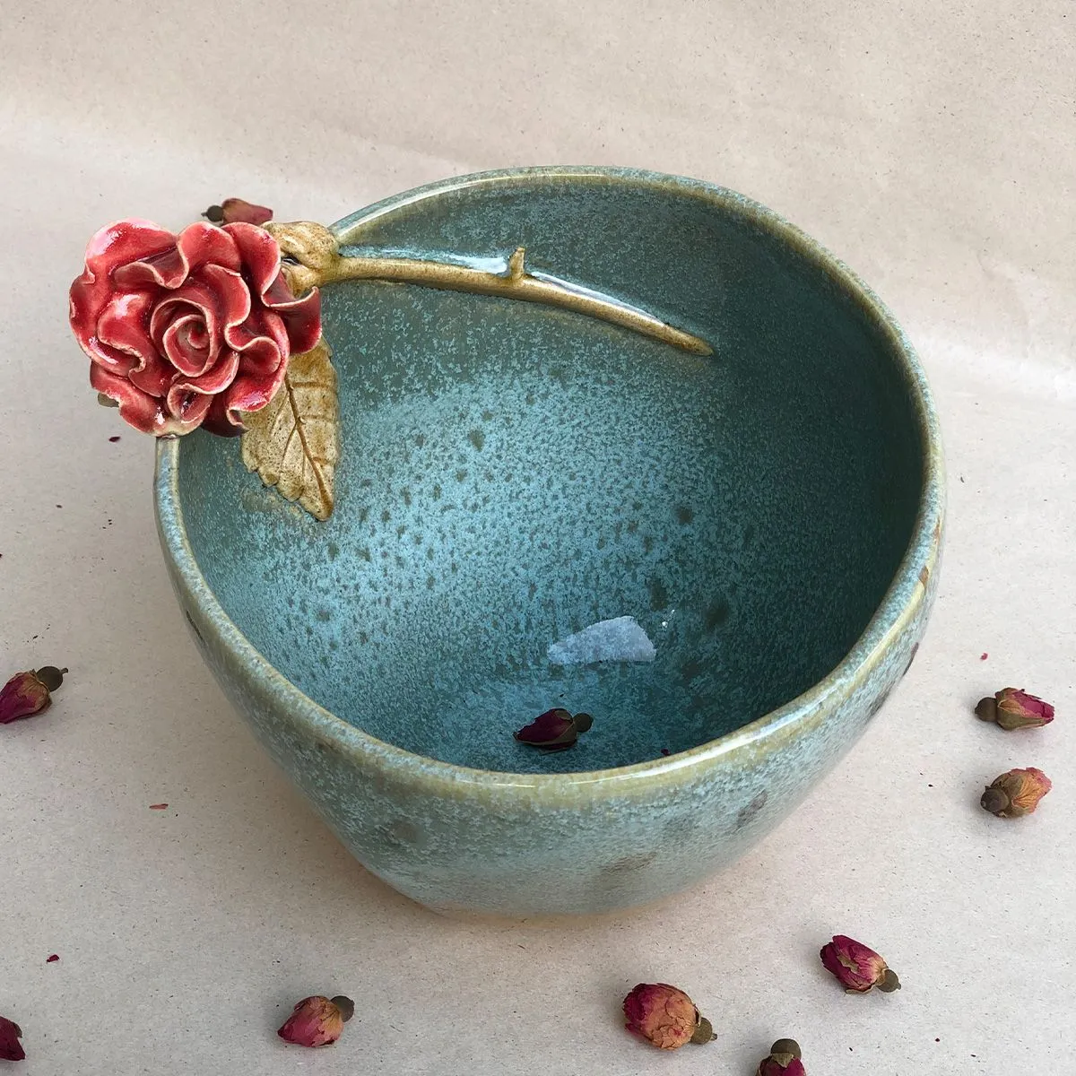 Slant Bowl with Rose — image 6