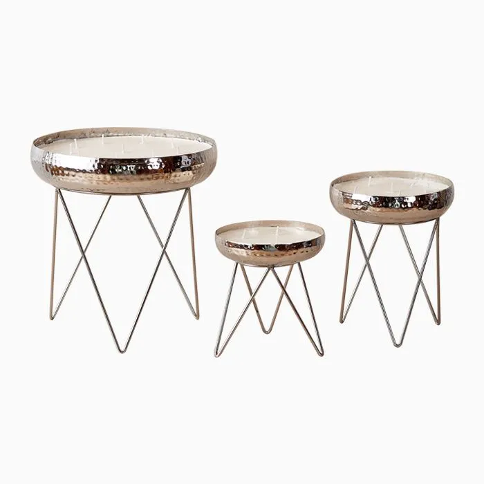 Stardust Hammered Candle Urlis on a stand set of 3 — image 2