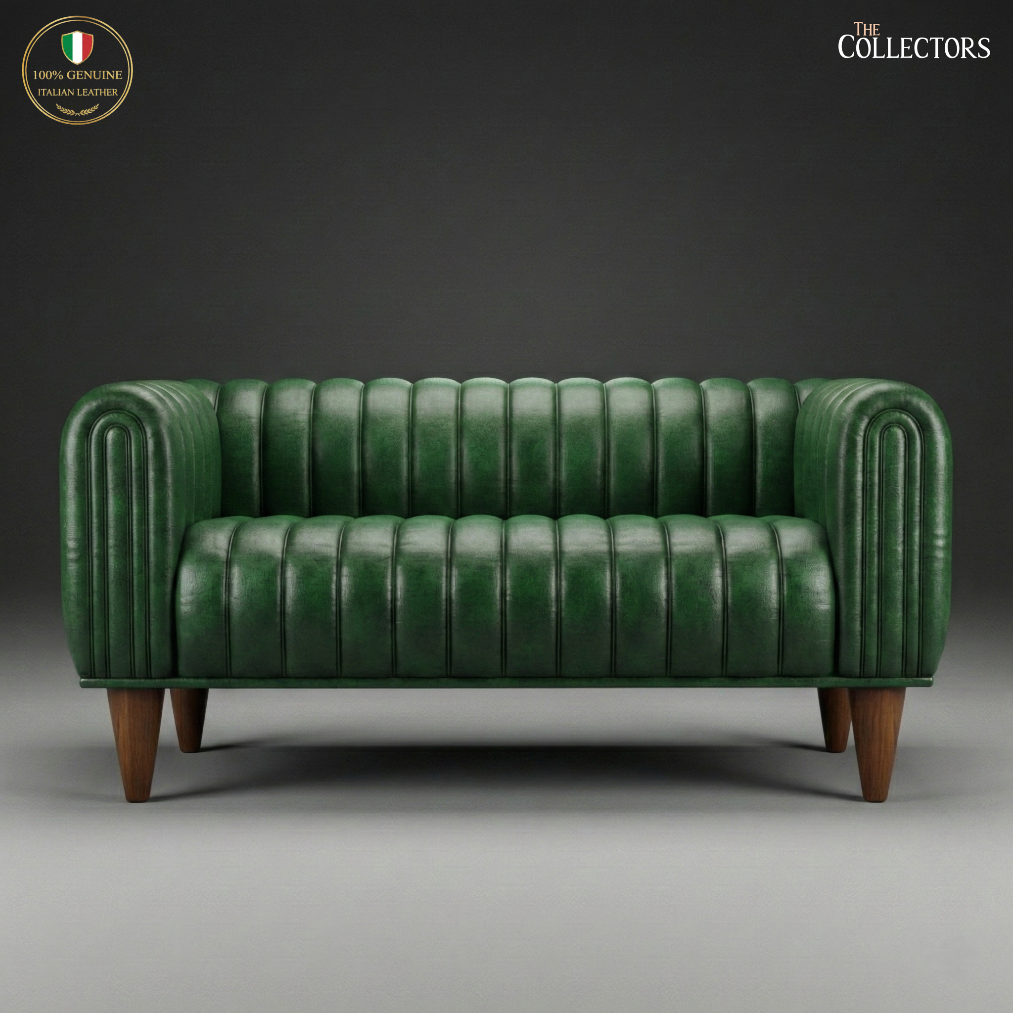 Antwerp Streamline Art Deco Leather Sofa — image 1