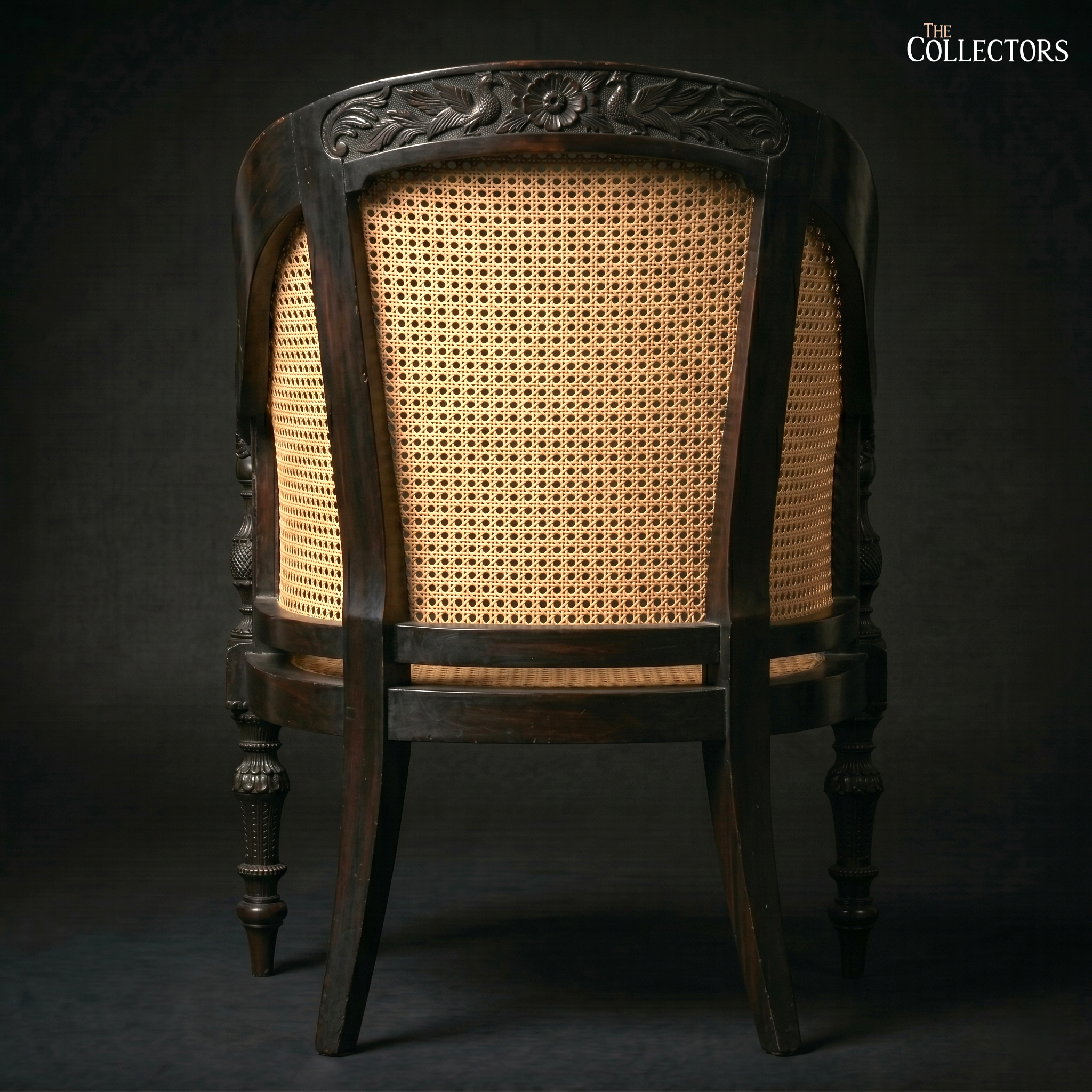 The Ceylonese Colonial Carved Cane Bergère — image 6