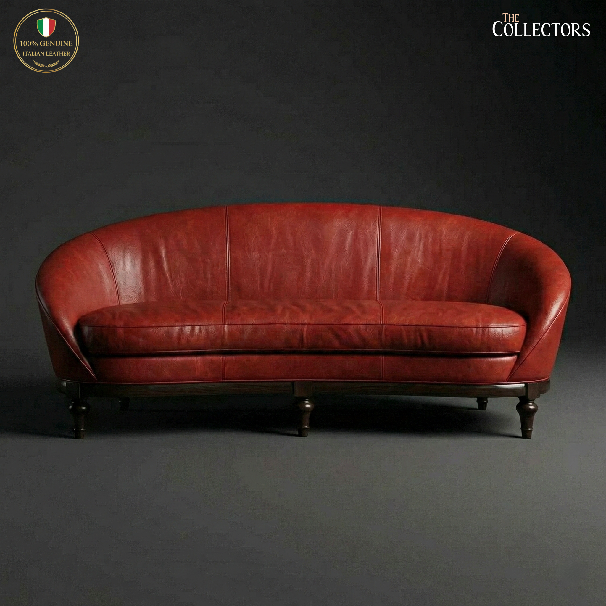 Colmar Art Deco Salon Leather Sofa — image 1