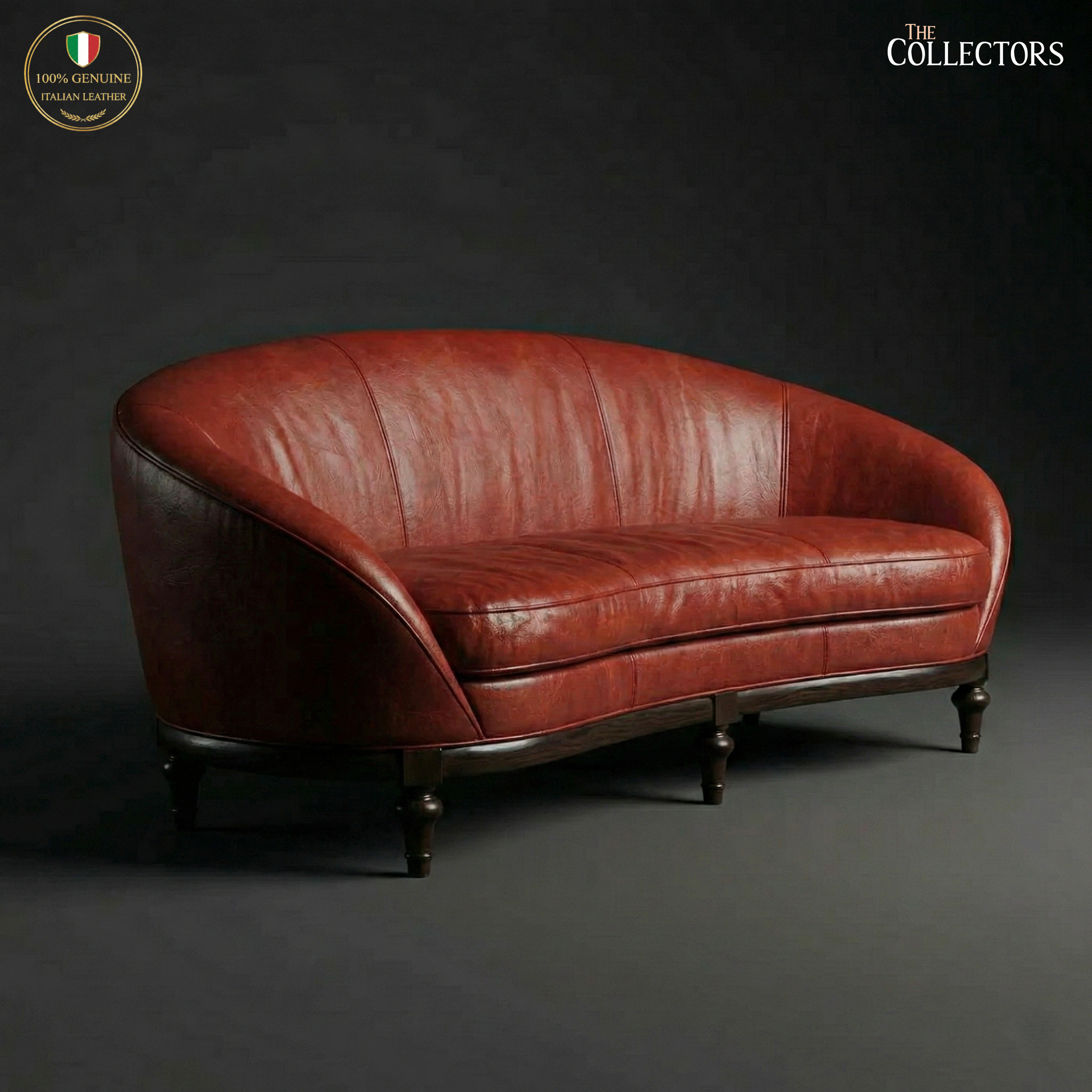 Colmar Art Deco Salon Leather Sofa — image 2