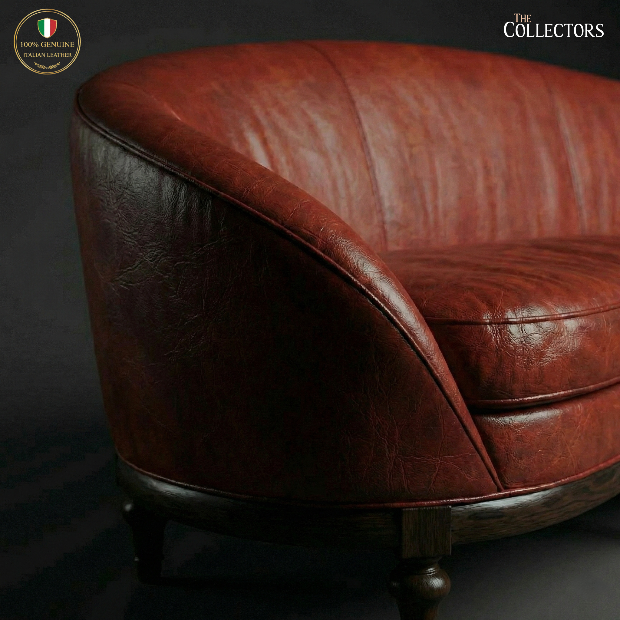Colmar Art Deco Salon Leather Sofa — image 3