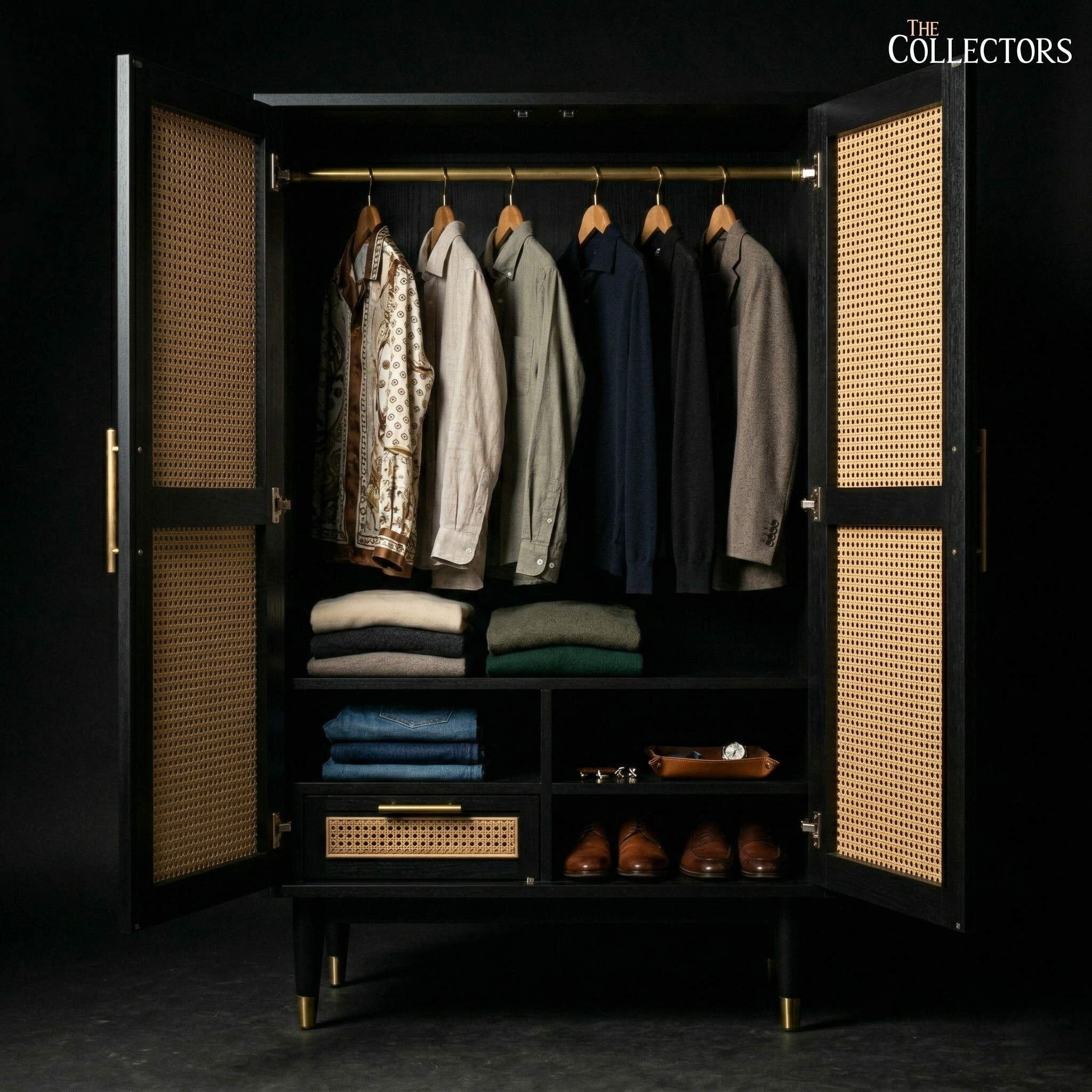 The Lucerne Mid-Century Cane Armoire — image 2