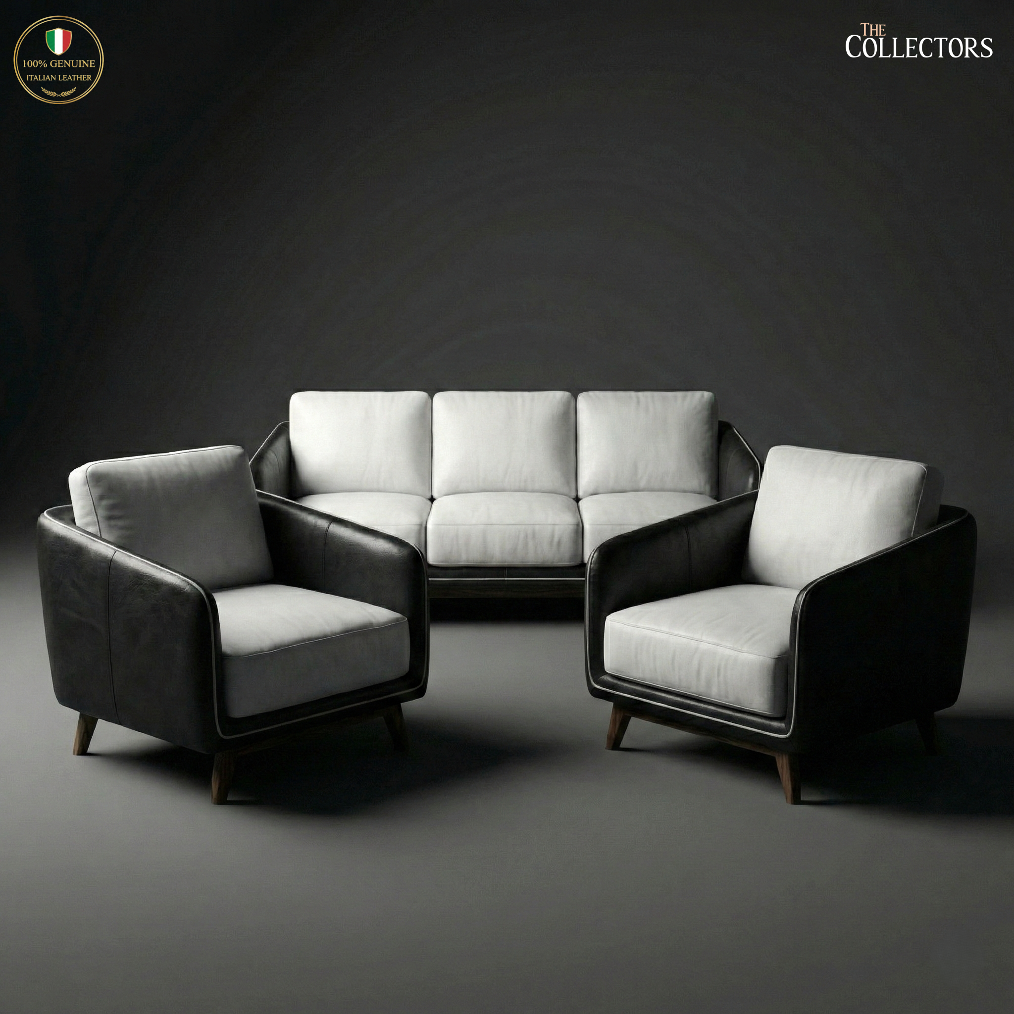 Manhattan Modernist Leather Sofa Ensemble — image 1