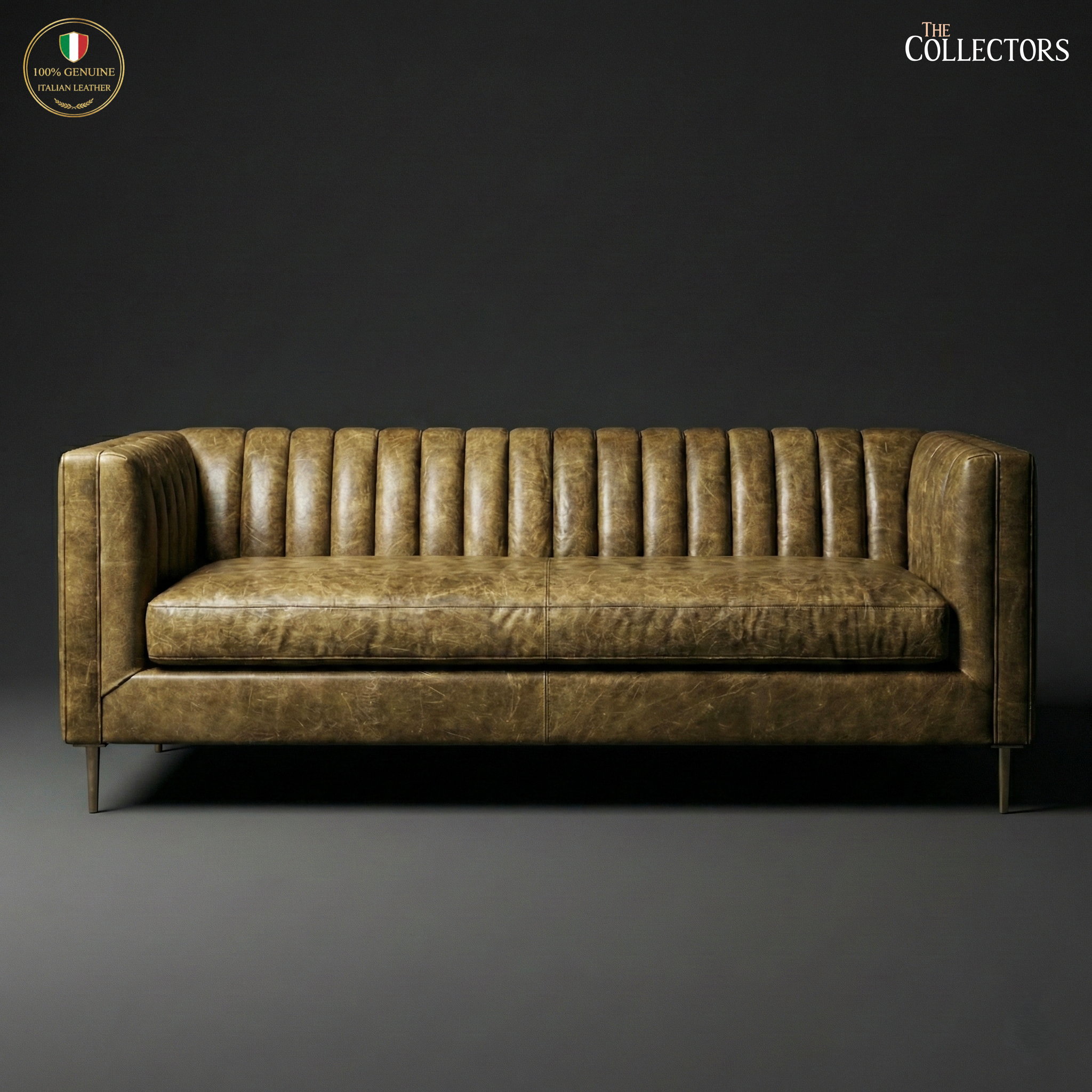 Parma Atelier Channel Tufted Leather Sofa — image 1