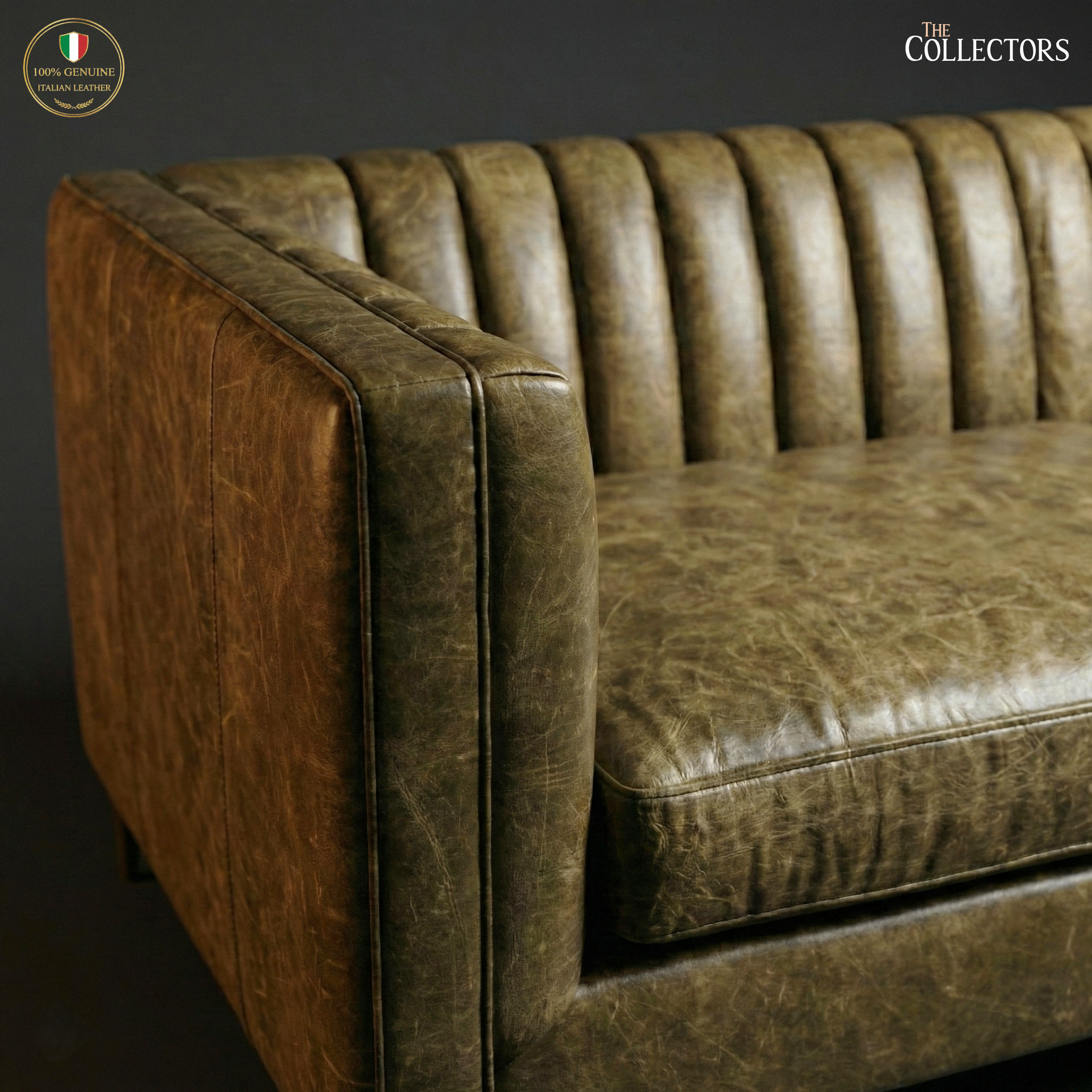 Parma Atelier Channel Tufted Leather Sofa — image 3
