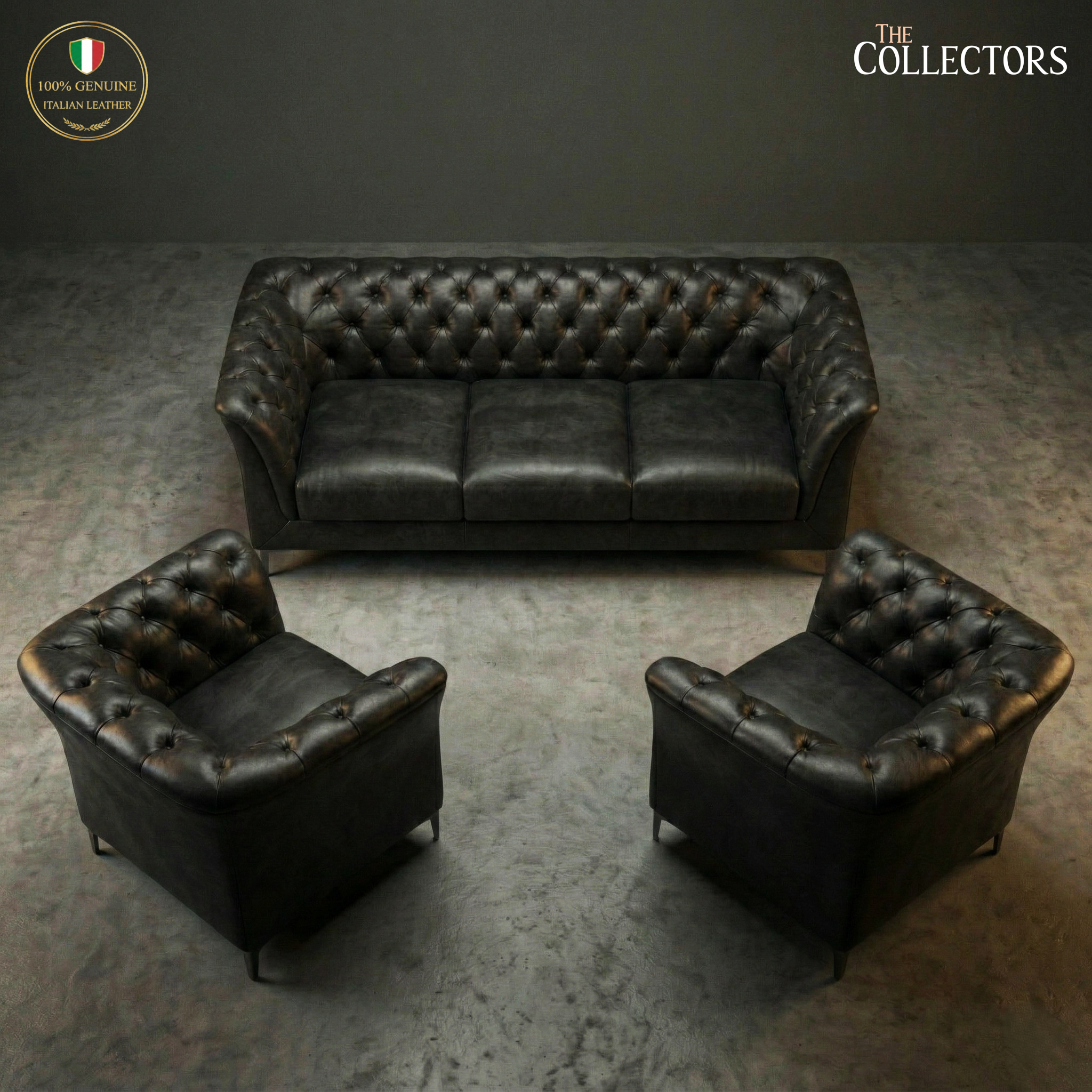 St. James’s Club Modernist Chesterfield Sofa Set — image 1