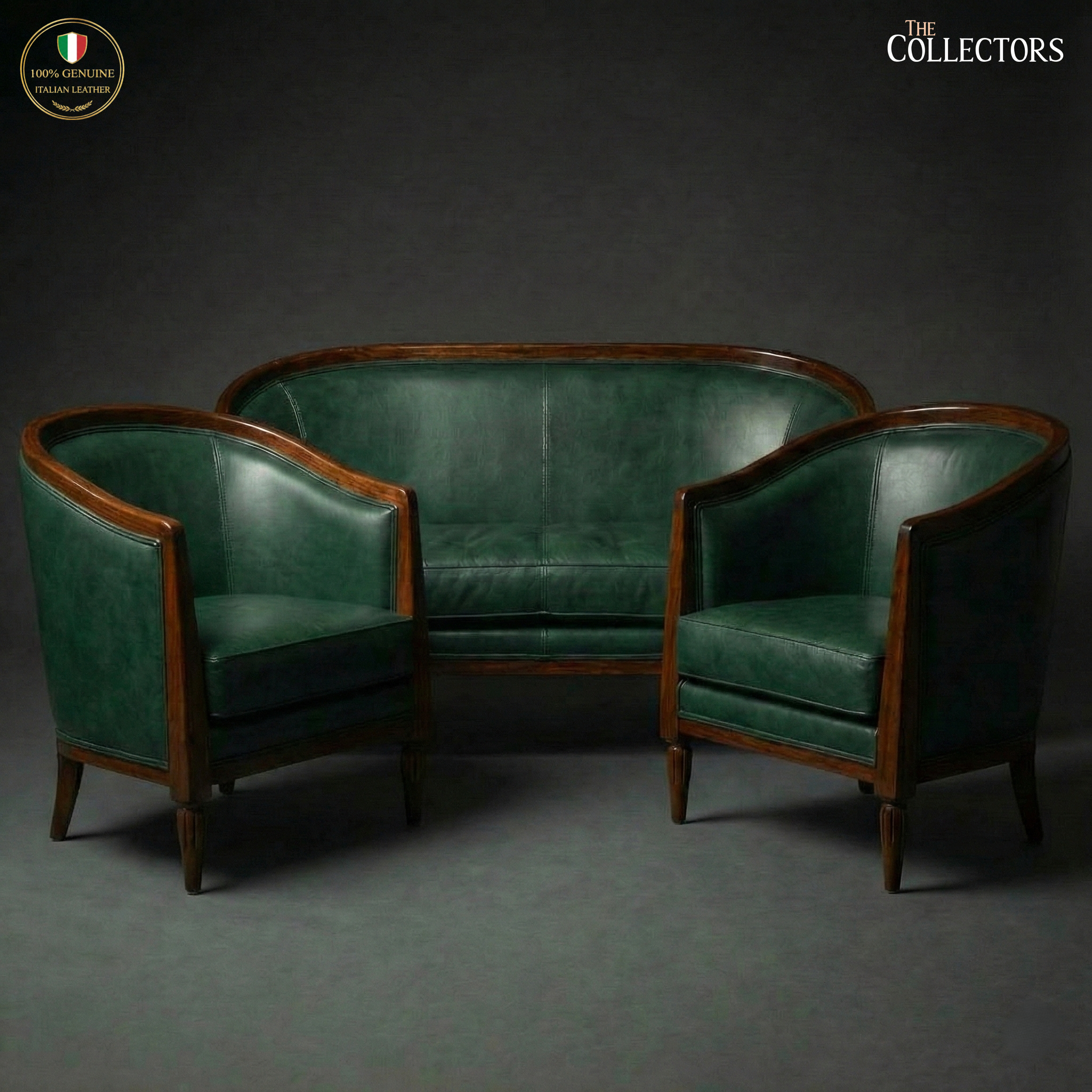 Strasbourg Salon Art Deco Leather Sofa — image 1