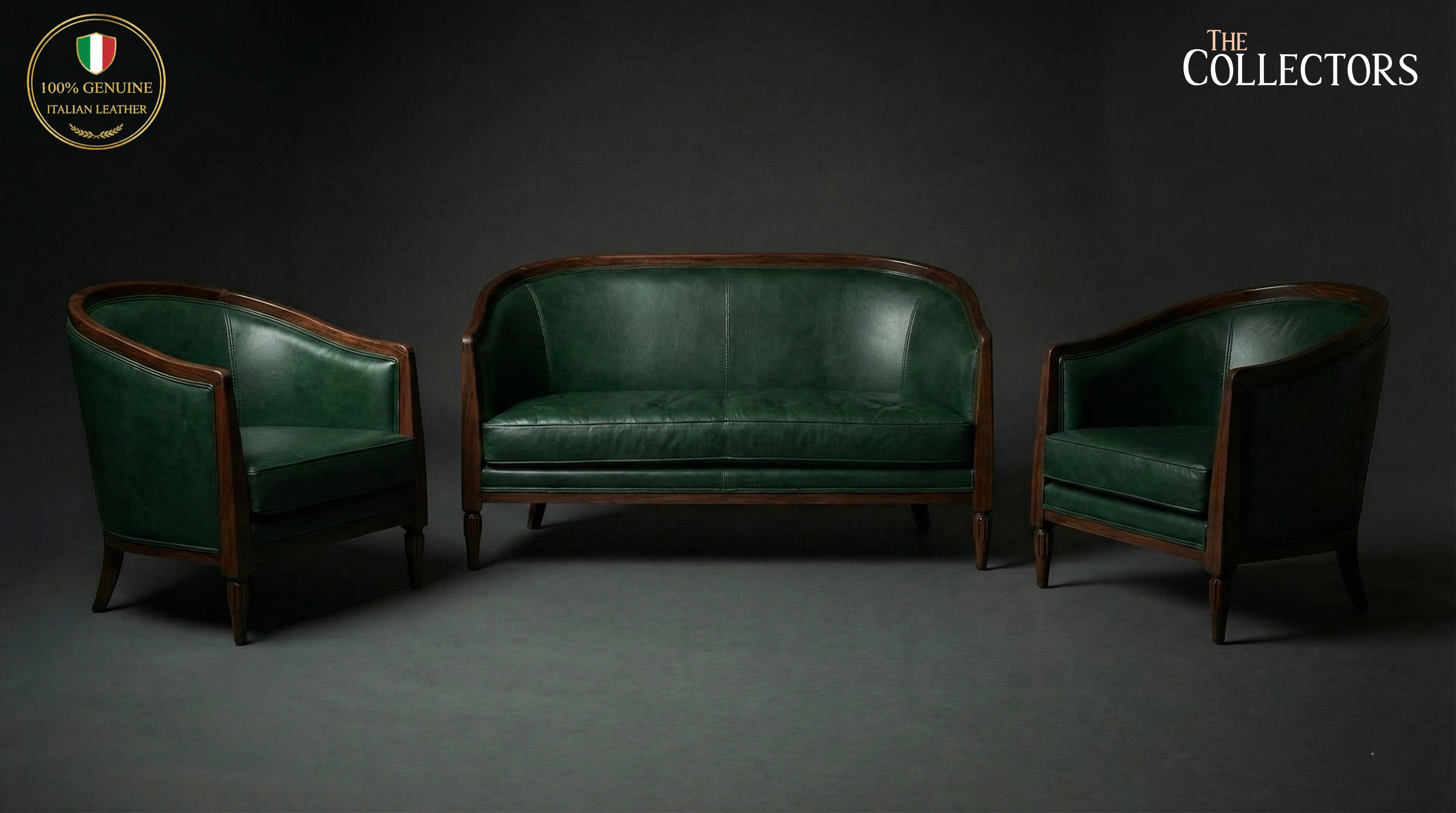 Strasbourg Salon Art Deco Leather Sofa — image 2