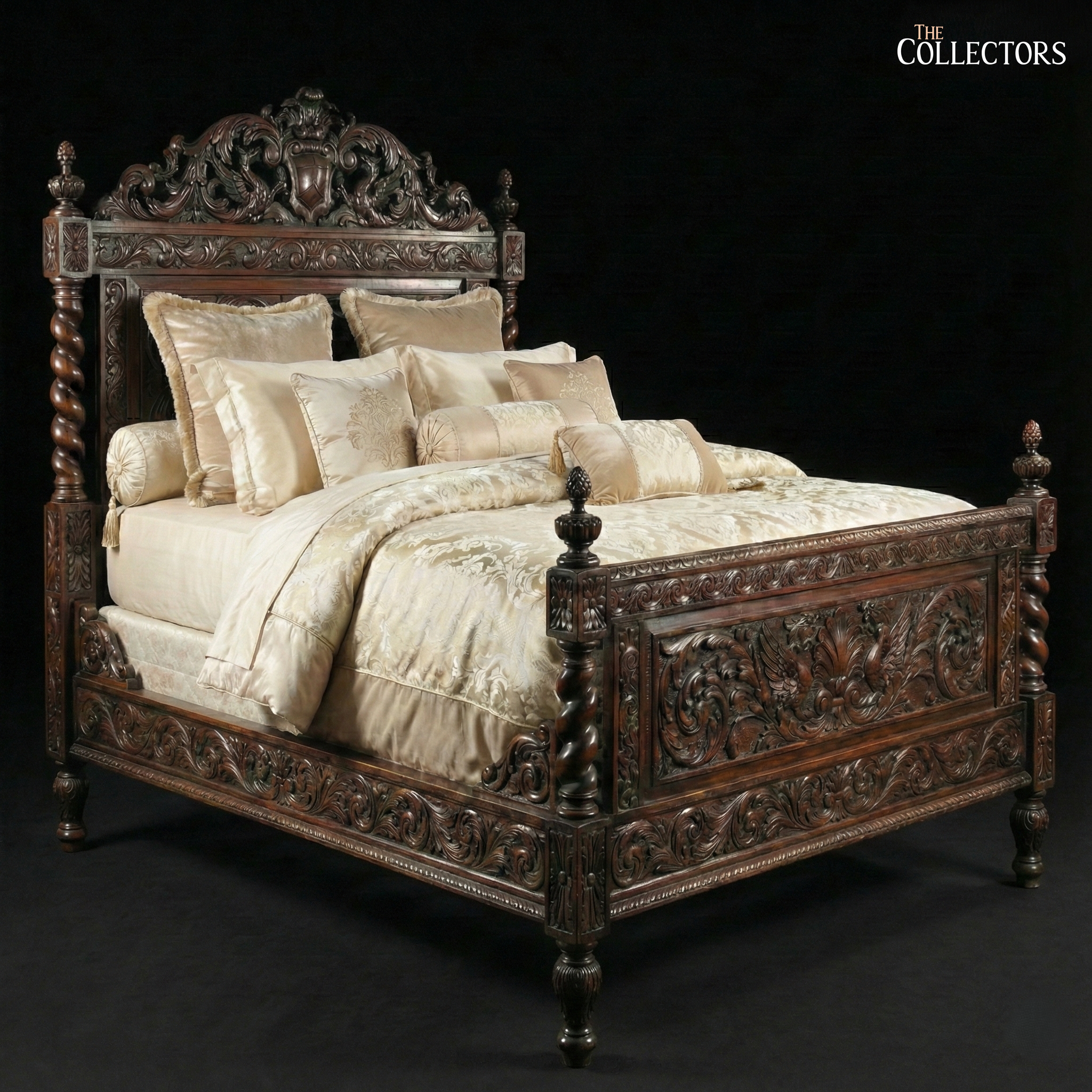 The Imperial Crest Carved Teak Bed — image 1