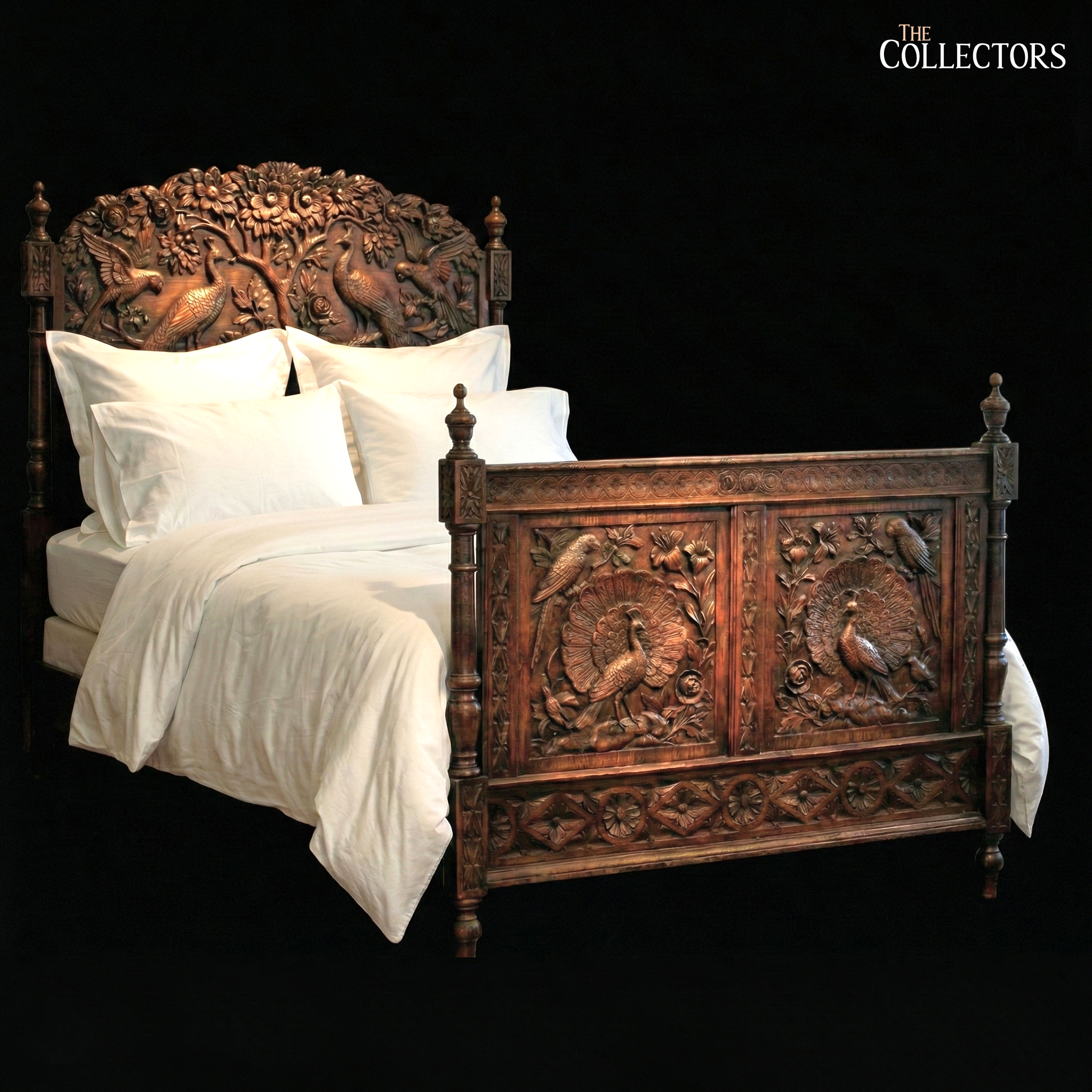 The Maharaja’s Aviary - Hand Carved Royal Peacock Bed — image 1