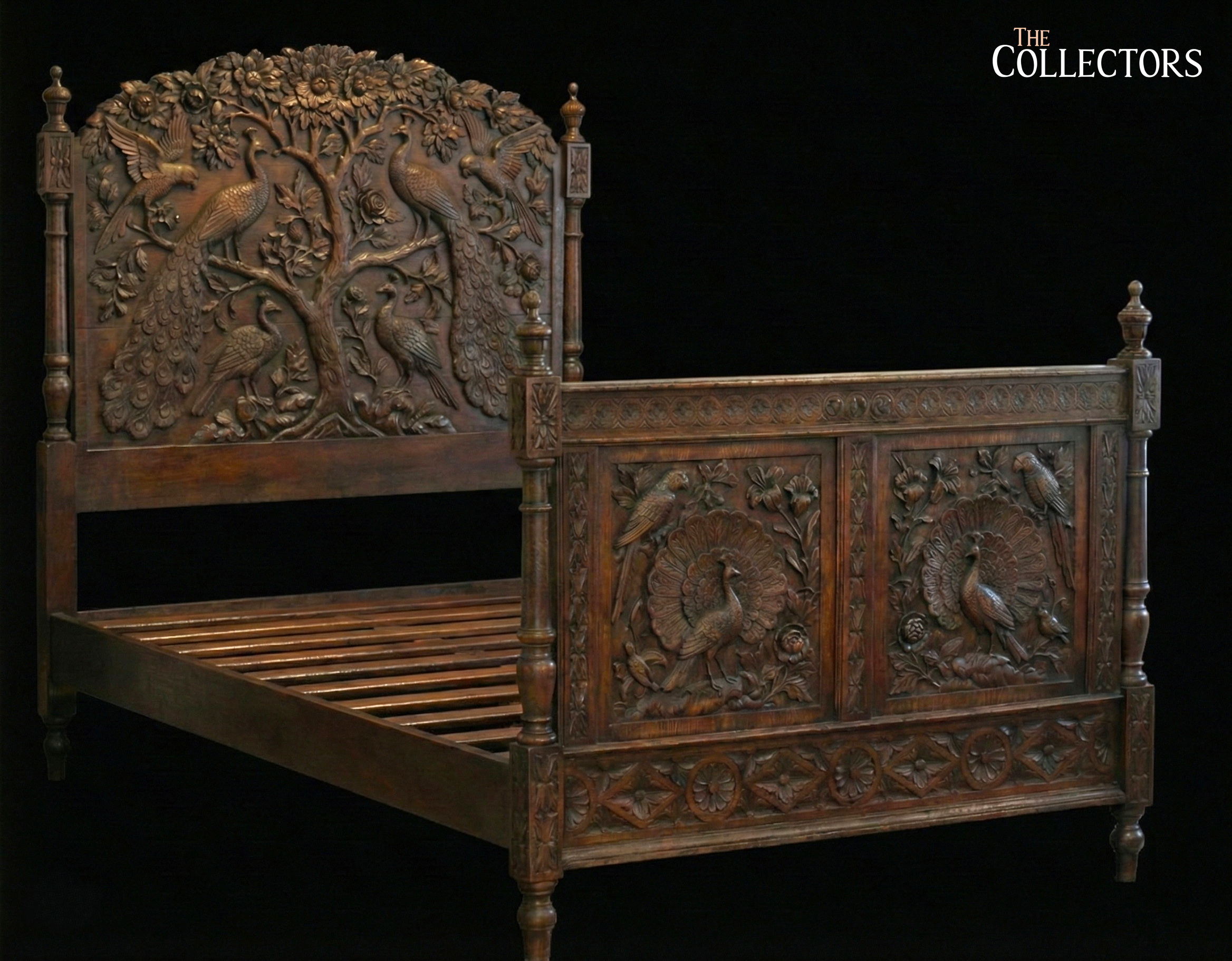 The Maharaja’s Aviary - Hand Carved Royal Peacock Bed — image 2