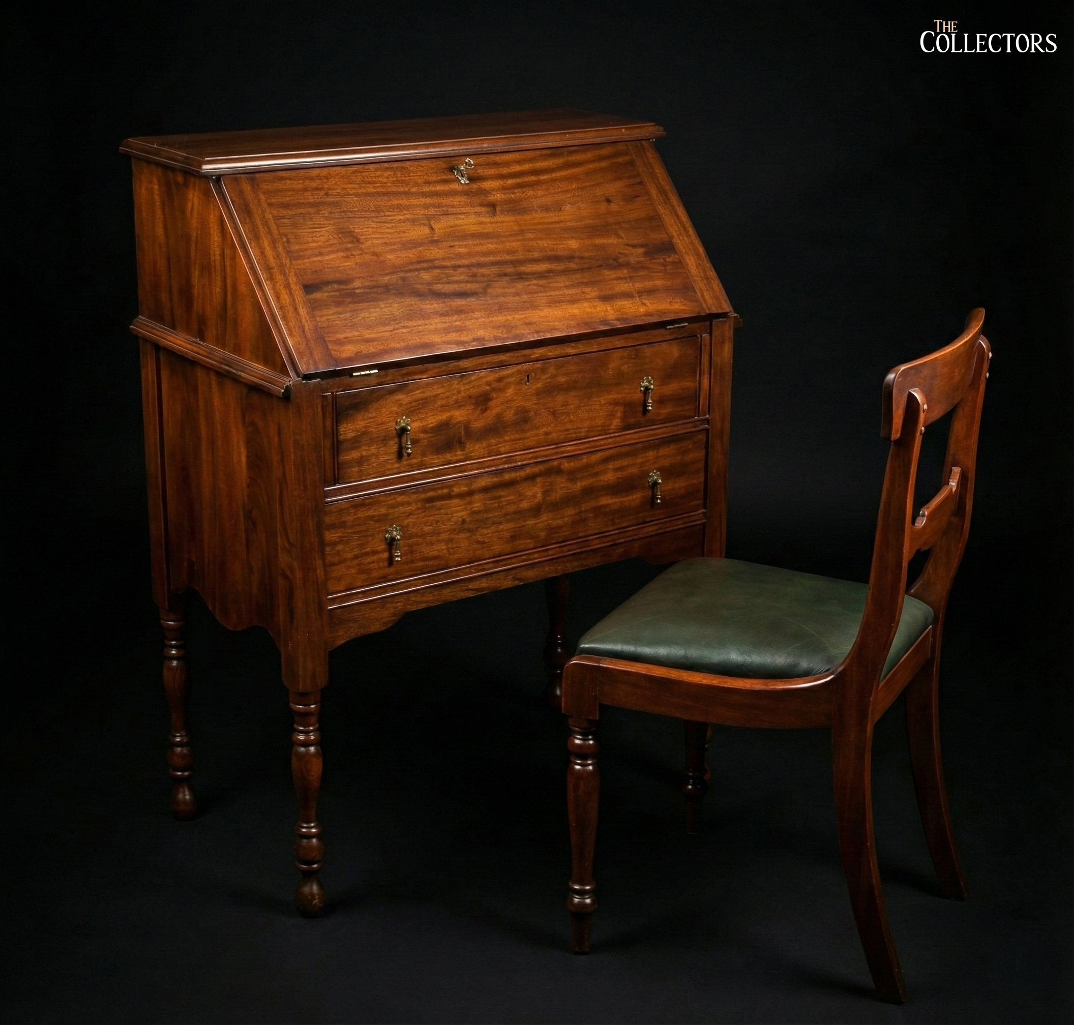 The Regency Scribe’s Drop-Front Bureau & Sabre-Back Chair Ensemble — image 2
