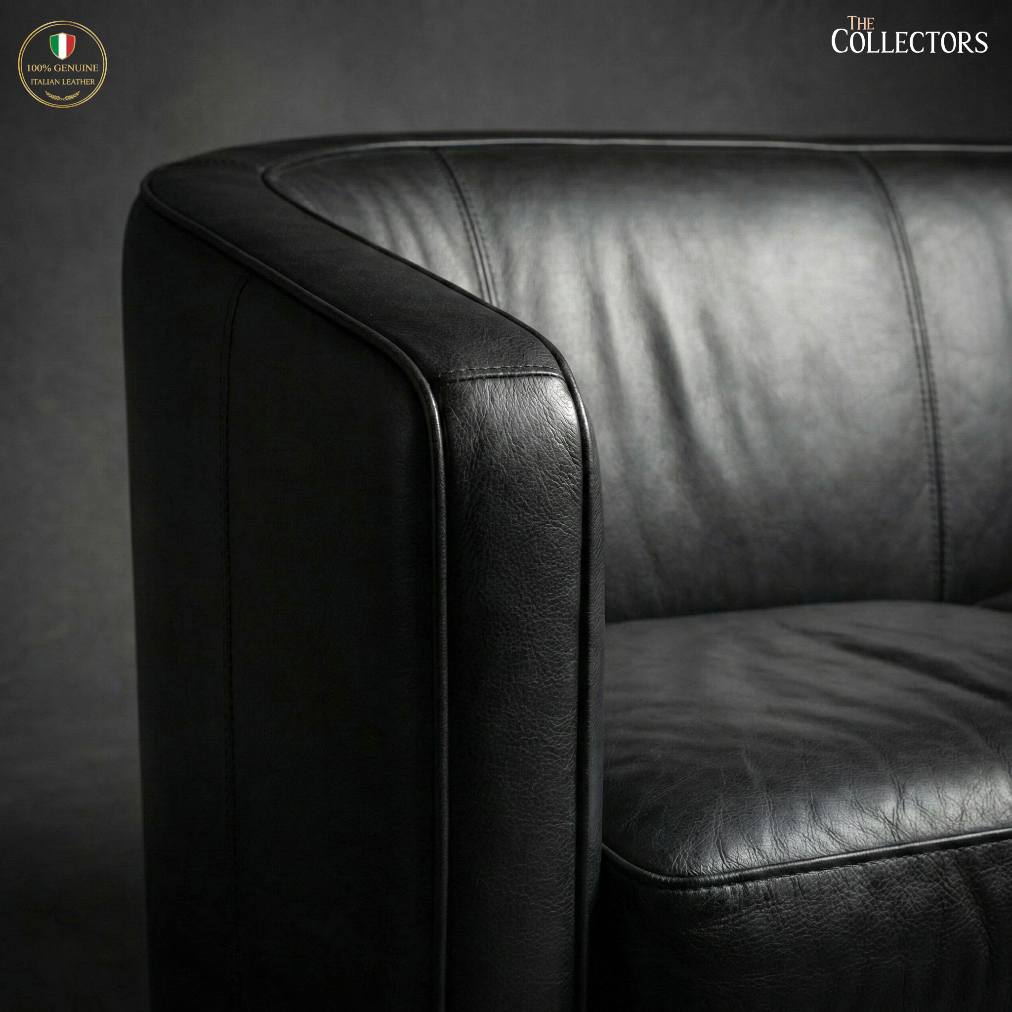 Turin Moderne Art Deco Leather Sofa — image 2