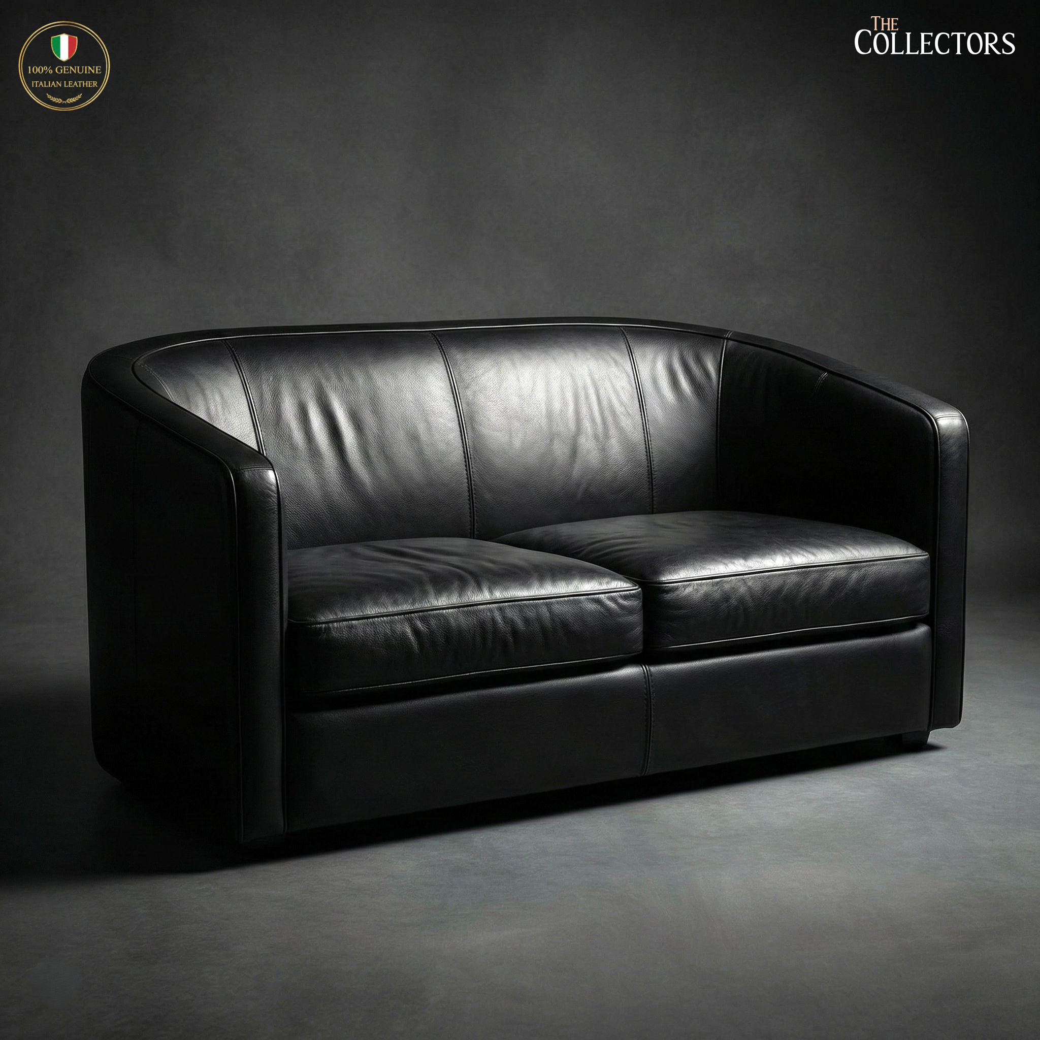 Turin Moderne Art Deco Leather Sofa — image 3