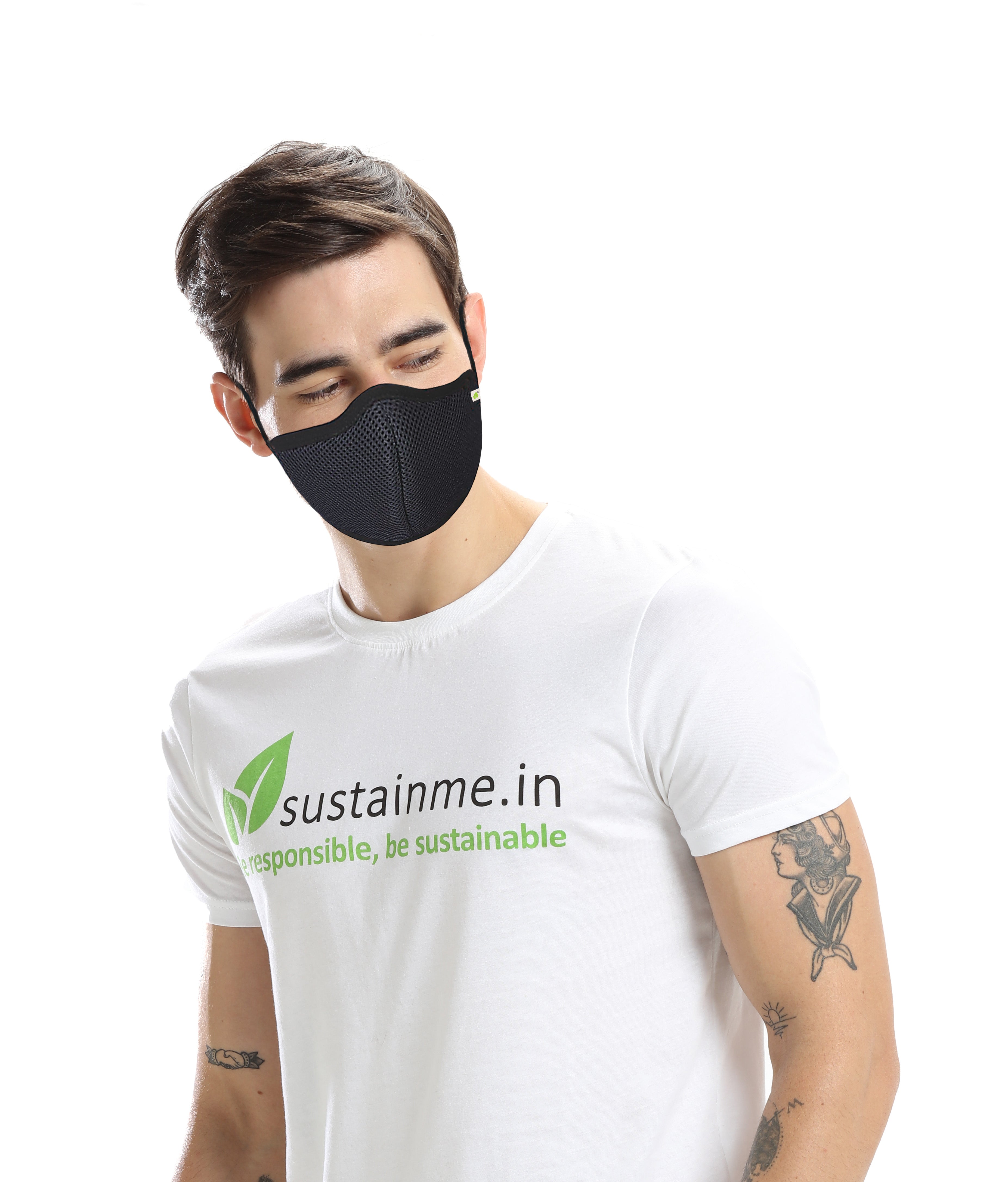 Face Mask - Reusable | Antibacterial | Anti Pollution - S95 Pk Of 3 - Black — image 4