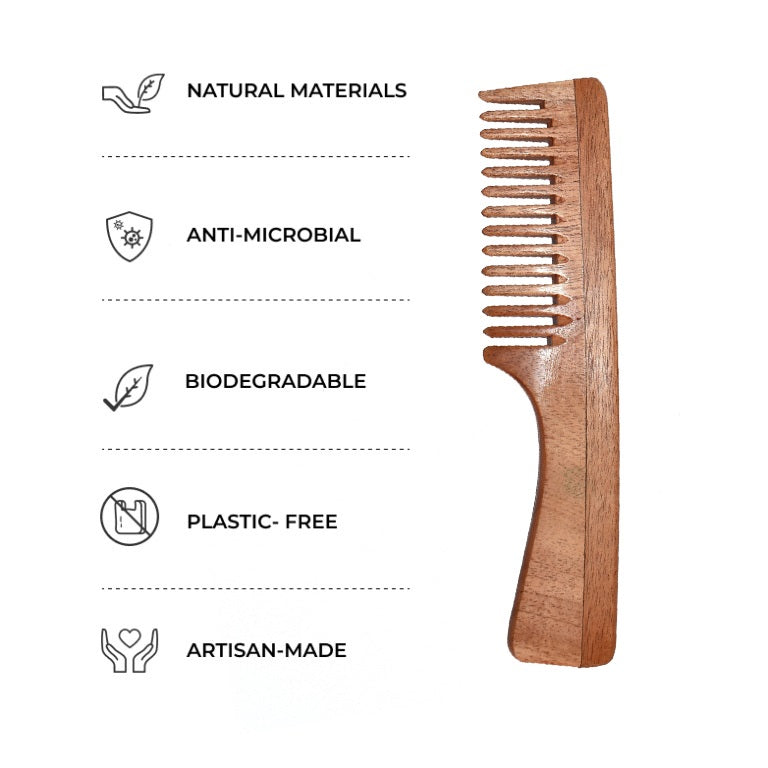 Neem Wood Wide Tooth Comb — image 4