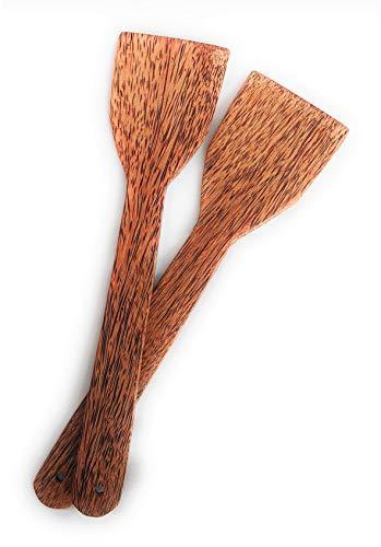 Coconut Wood Spatula for Cooking (Non-Stick Kitchen Utensil, Brown) - Set of 2 — image 2