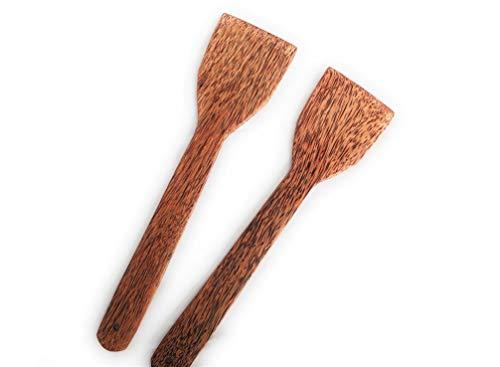 Coconut Wood Spatula for Cooking (Non-Stick Kitchen Utensil, Brown) - Set of 2 — image 3