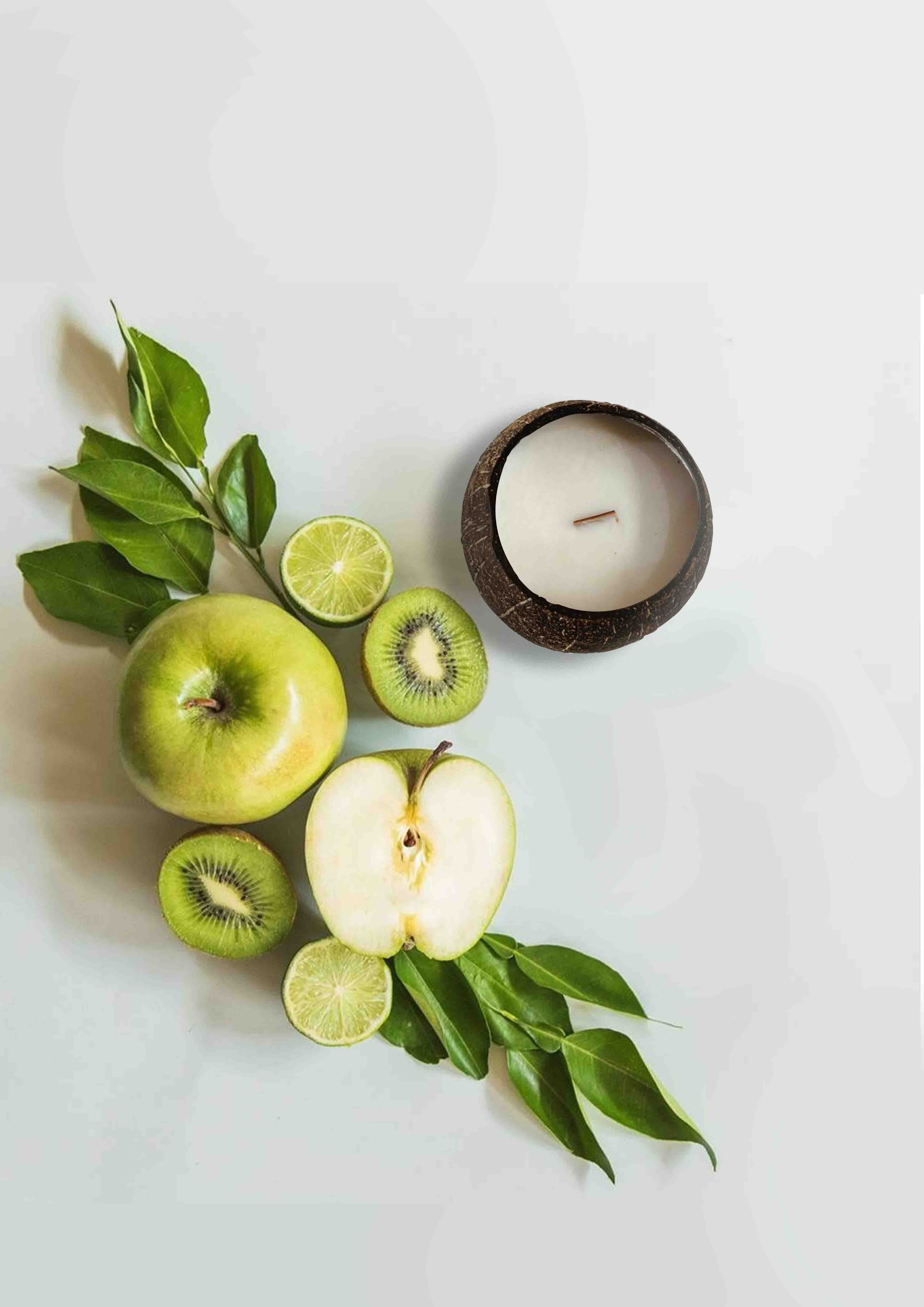 Green Apple HANDMADE COCONUT SHELL CANDLE — image 2