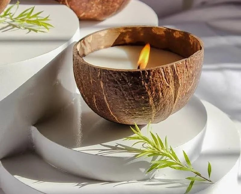 Green Apple HANDMADE COCONUT SHELL CANDLE — image 3