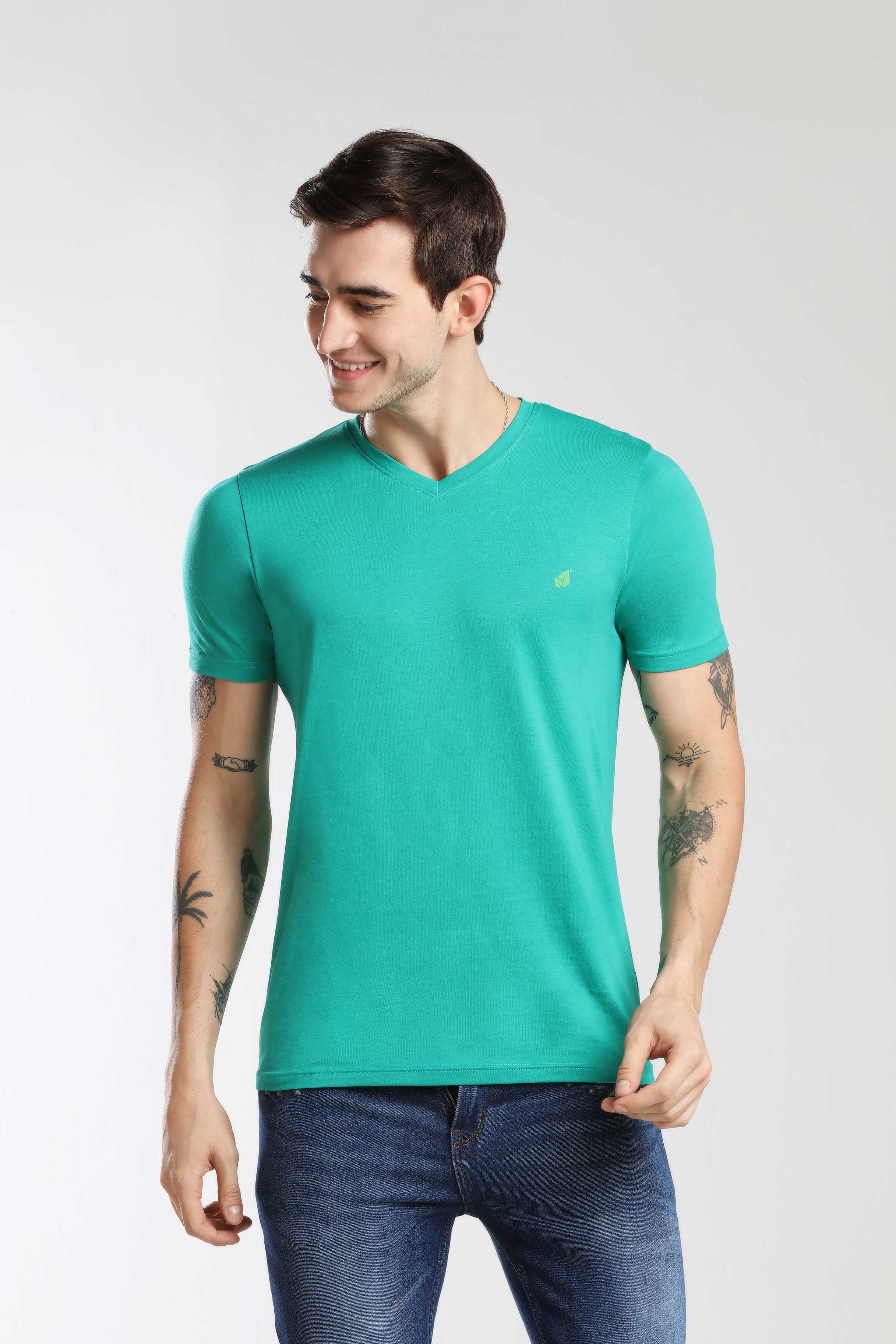 Pima Cotton Men T Shirt - Dark Green — image 1