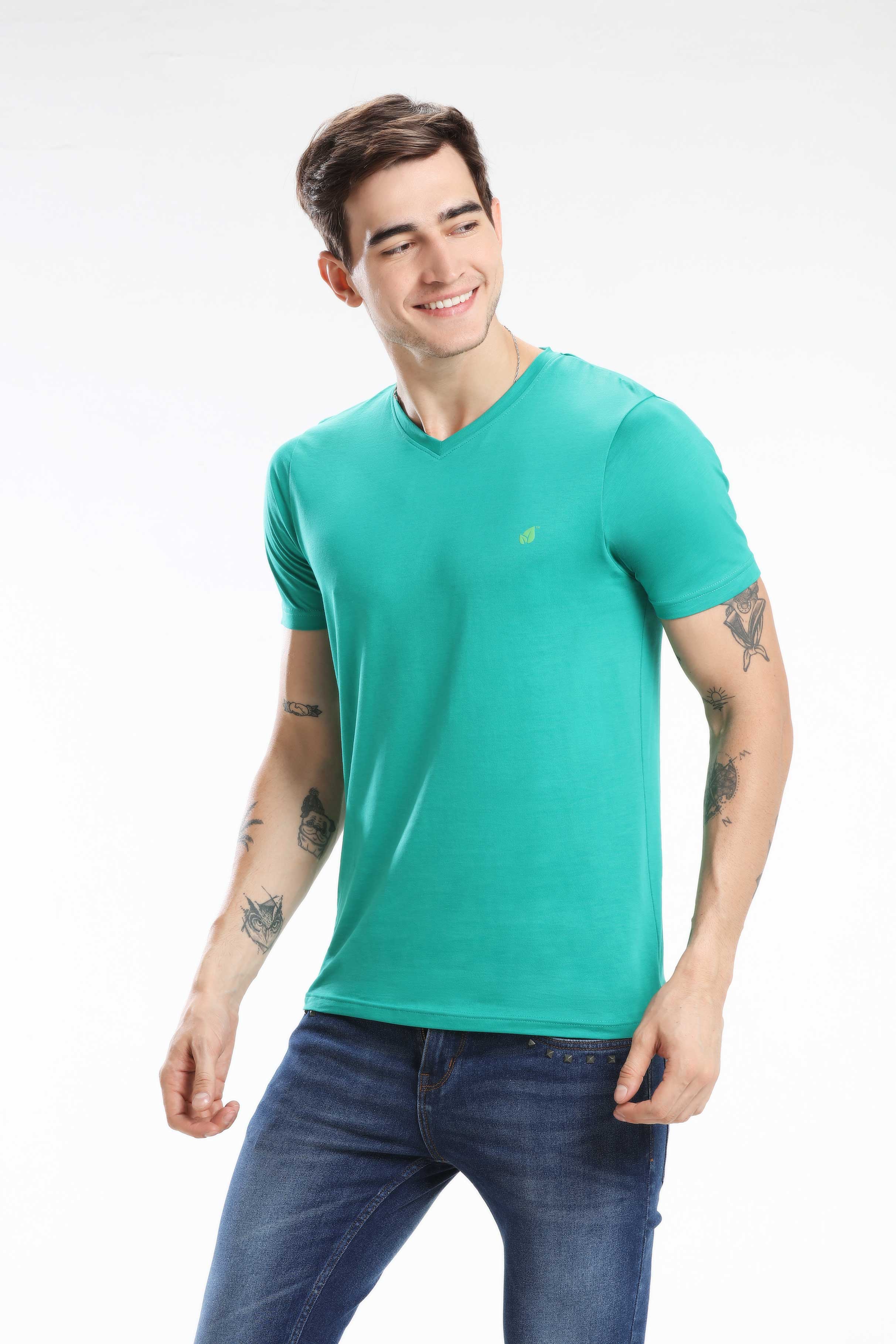 Pima Cotton Men T Shirt - Dark Green — image 2