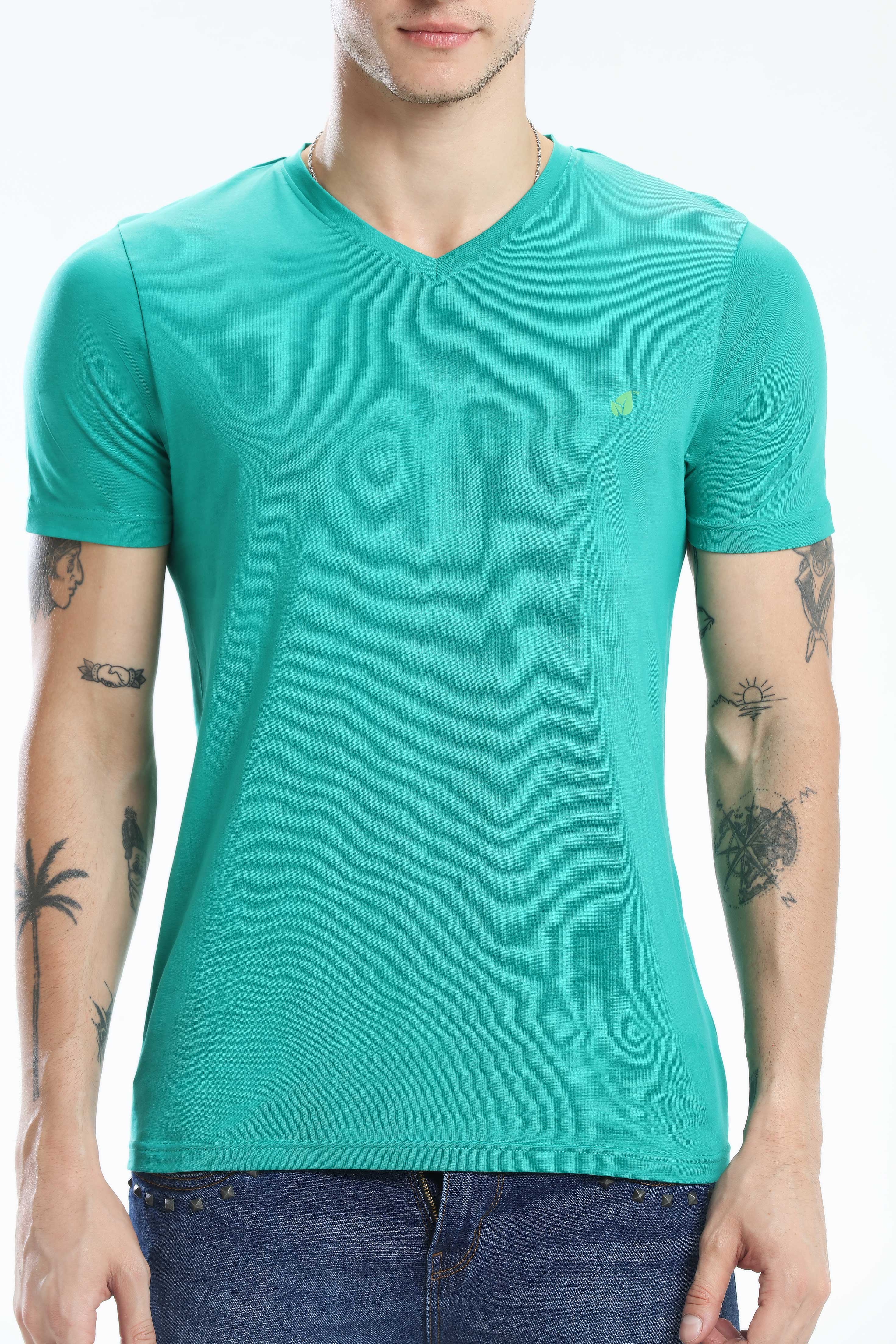 Pima Cotton Men T Shirt - Dark Green — image 3