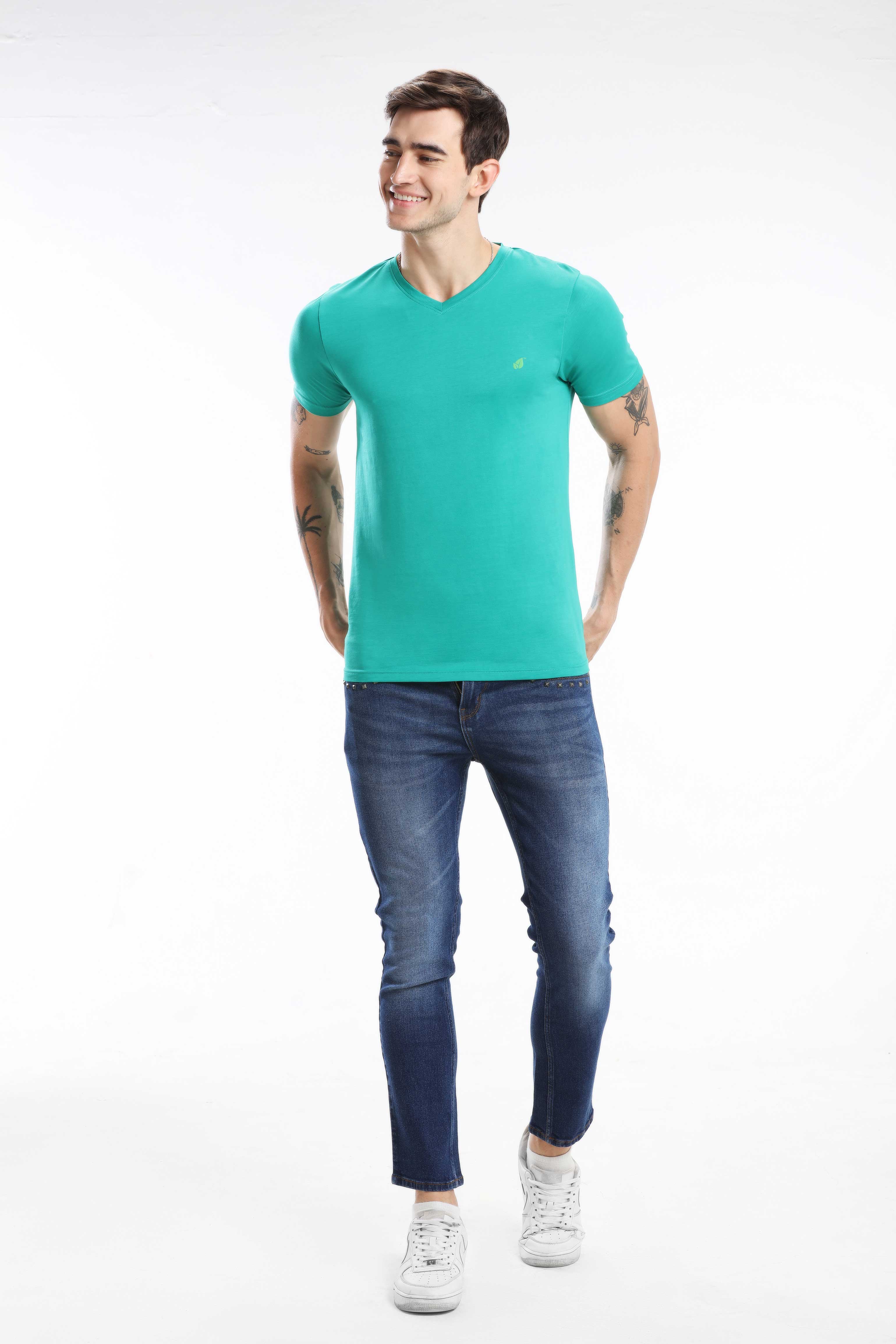 Pima Cotton Men T Shirt - Dark Green — image 5
