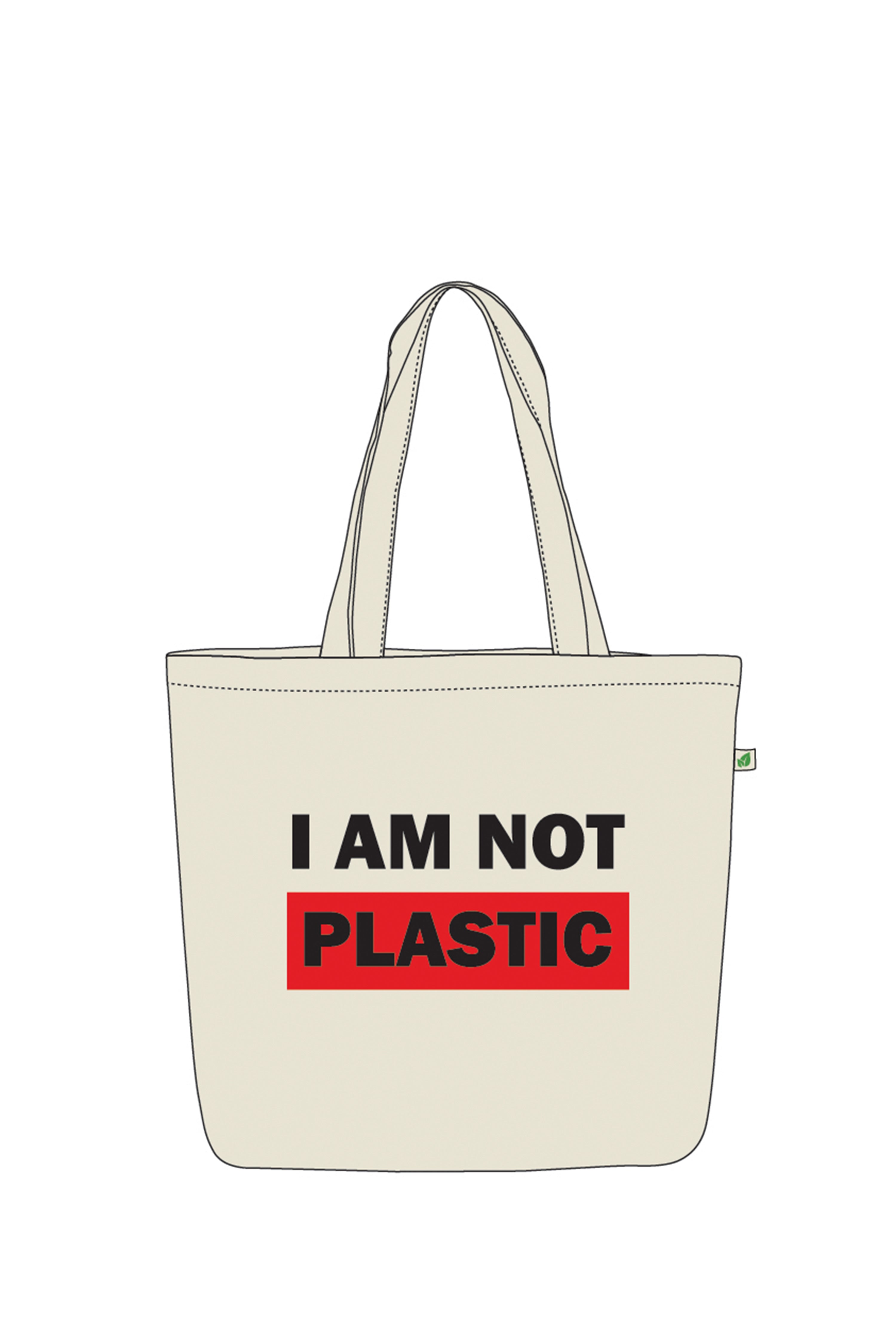 LARGE ZIPPER TOTE BAG BEIGE - i am not plastic