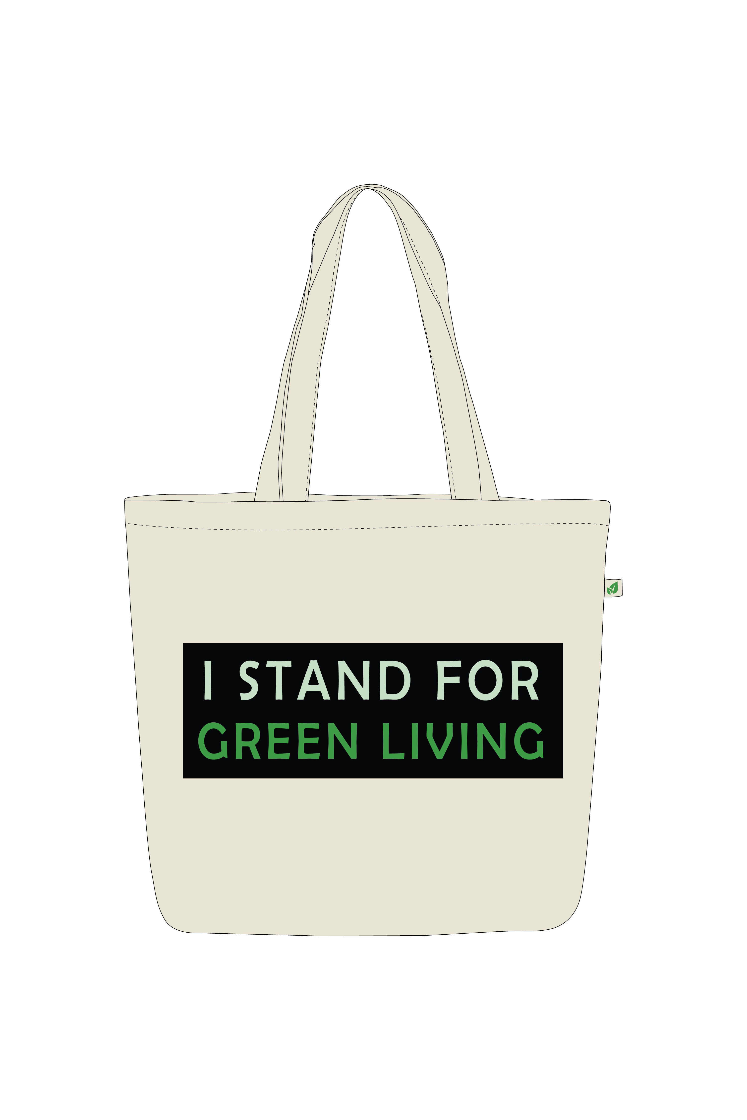 LARGE ZIPPER TOTE BAG BEIGE - i stand for green living