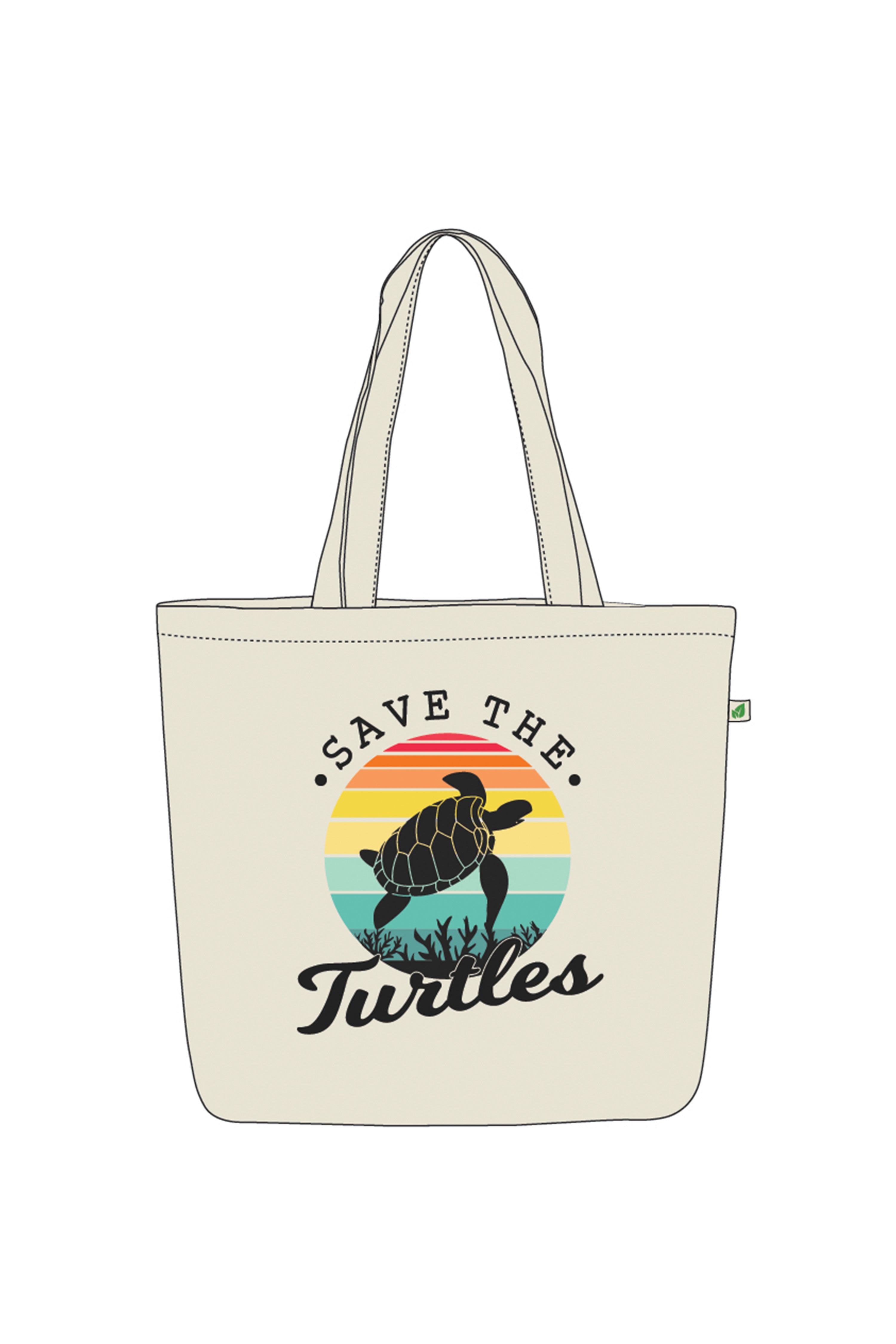LARGE ZIPPER TOTE BAG BEIGE - SAVE the turtles — image 1