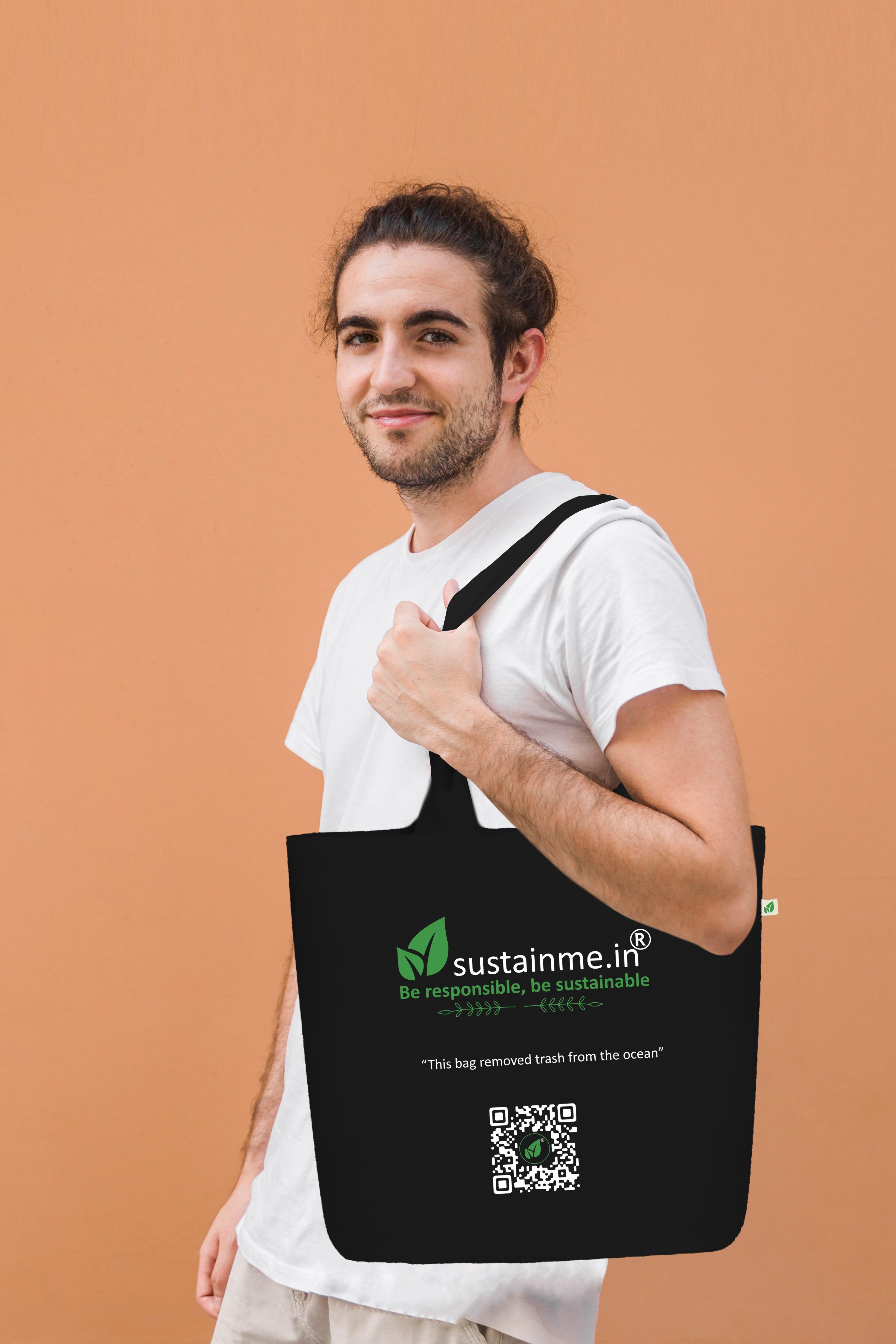 Large Zipper Tote Bag Black - Sustainme — image 2