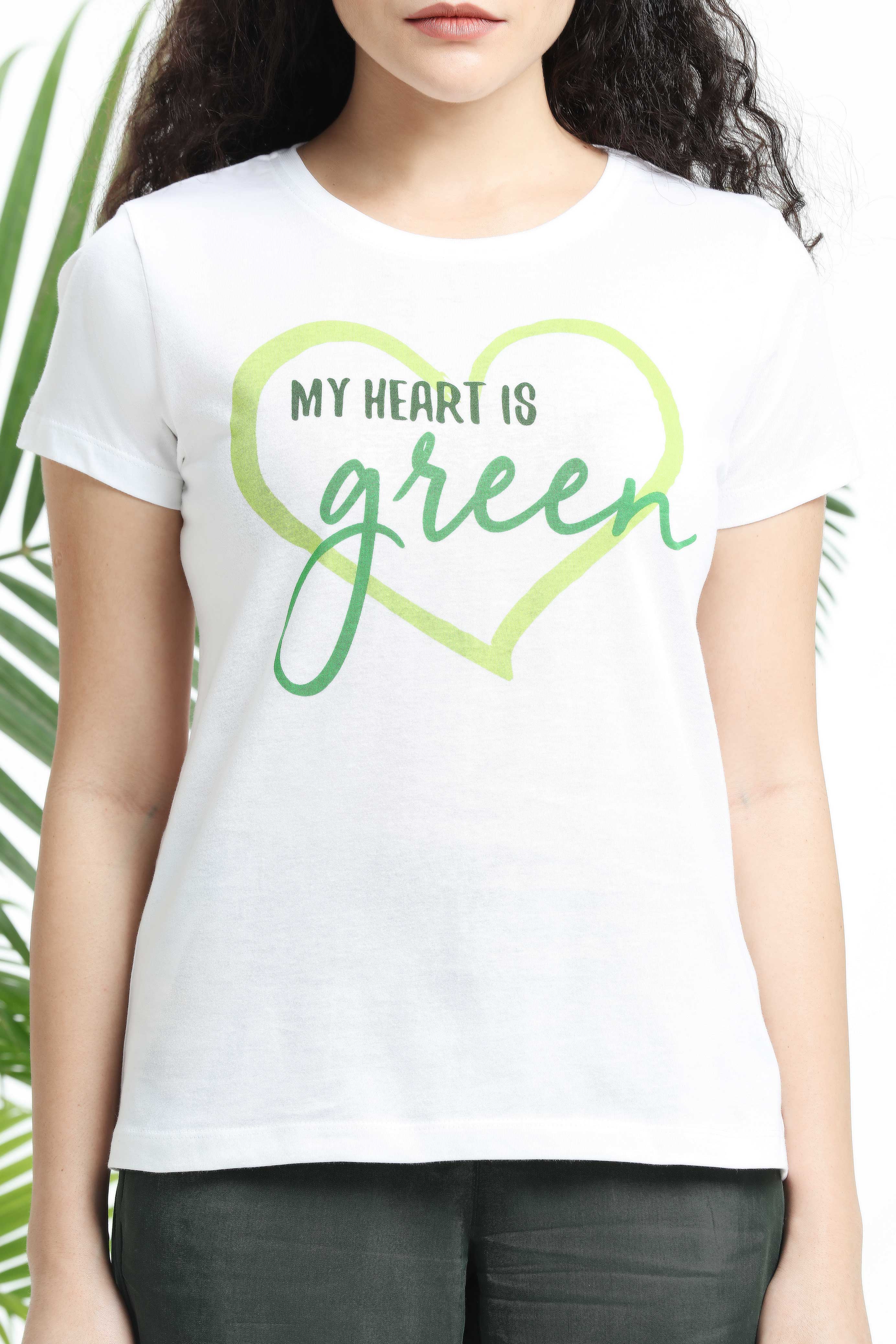 My Heart is Green Womens T-shirt — image 3
