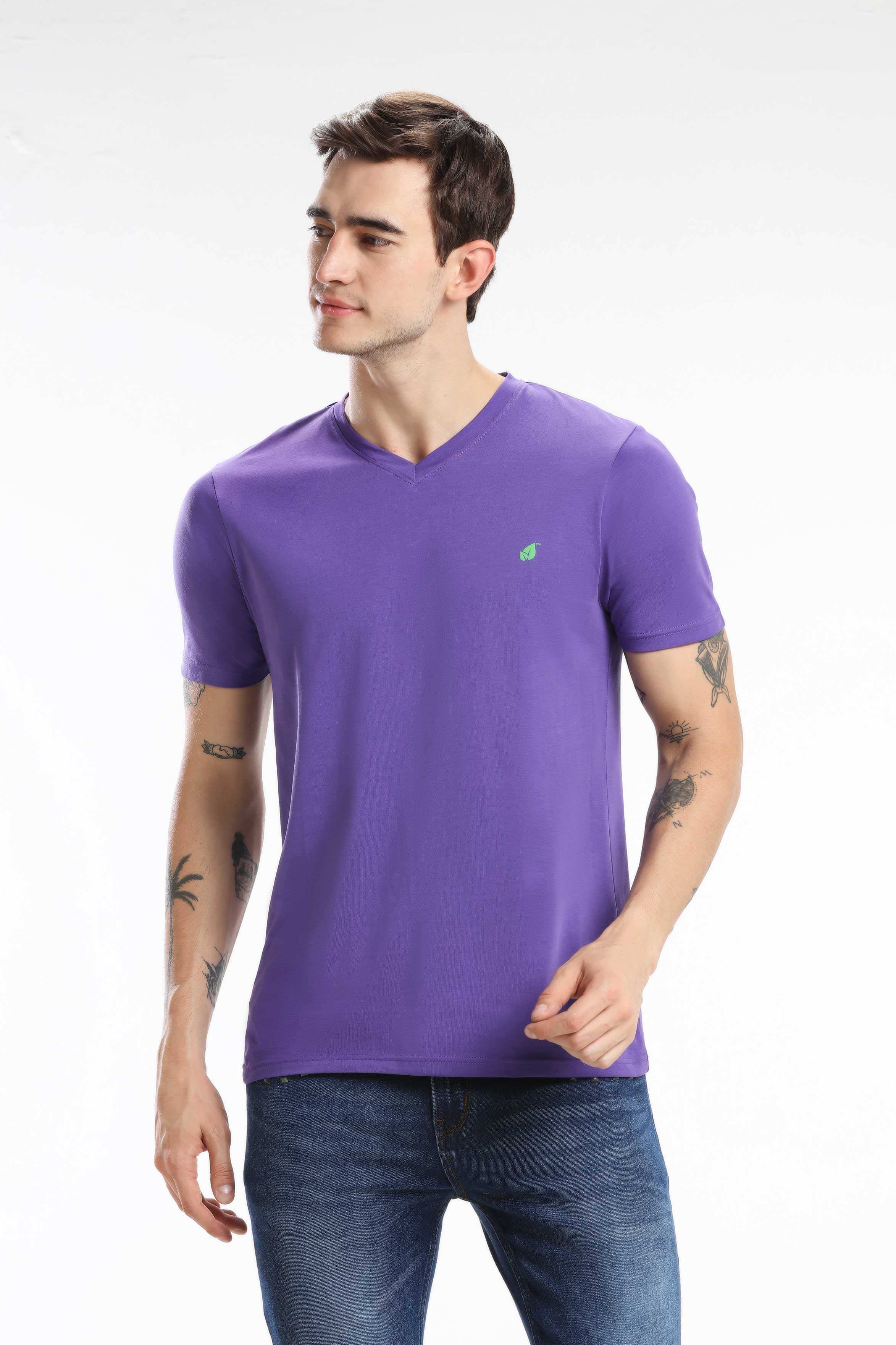 Pima Cotton Men T Shirt - Purple