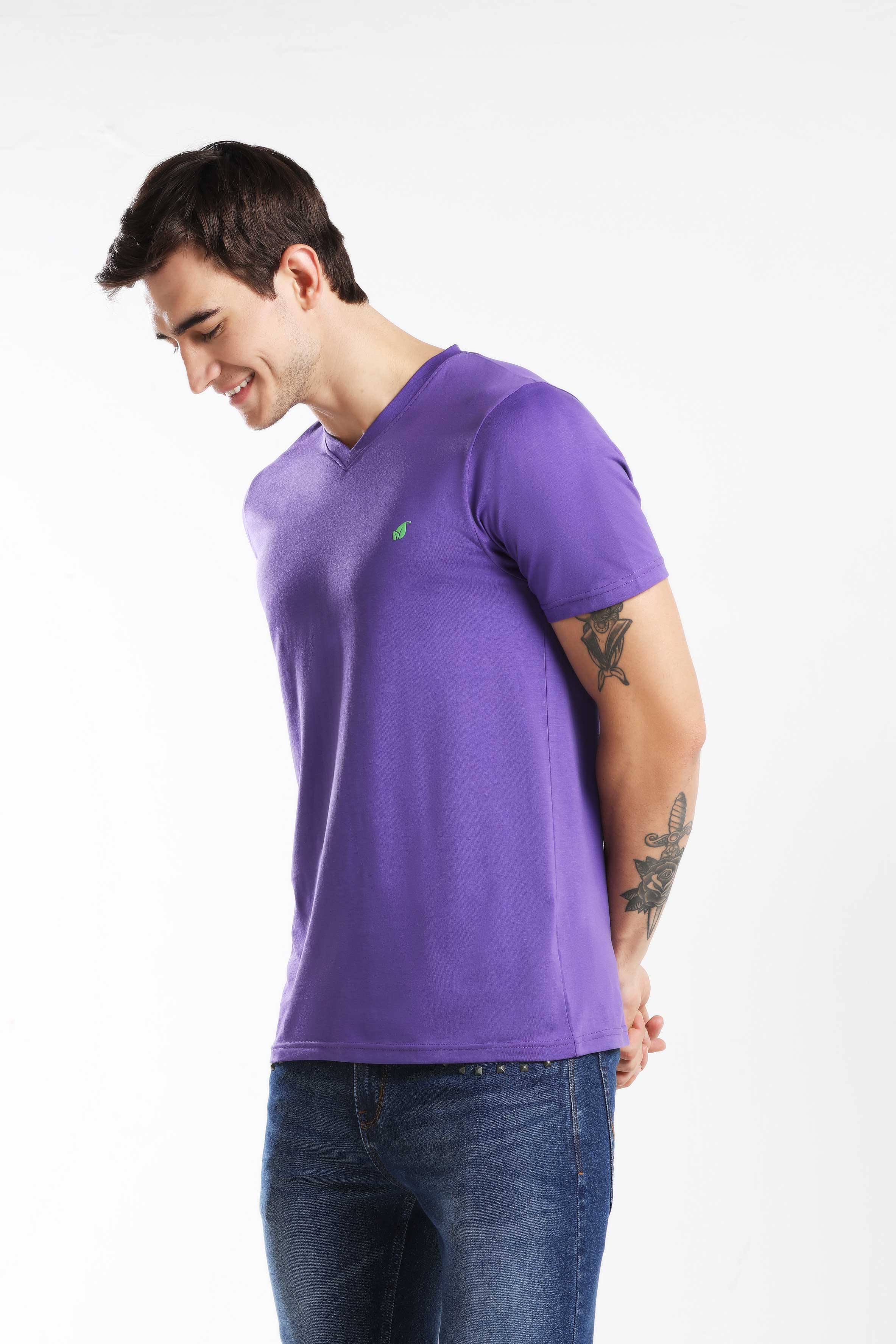 Pima Cotton Men T Shirt - Purple — image 2