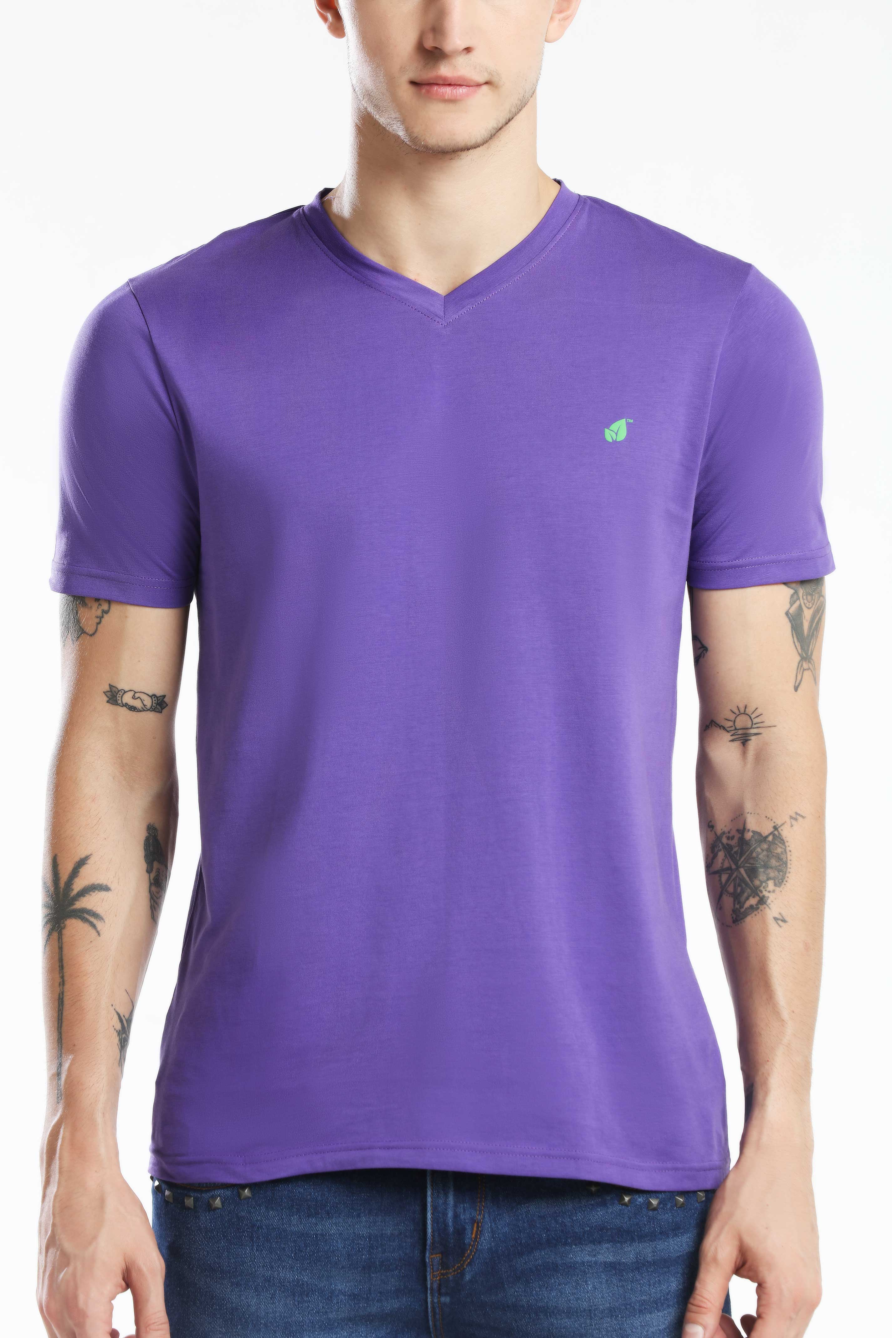 Pima Cotton Men T Shirt - Purple — image 3
