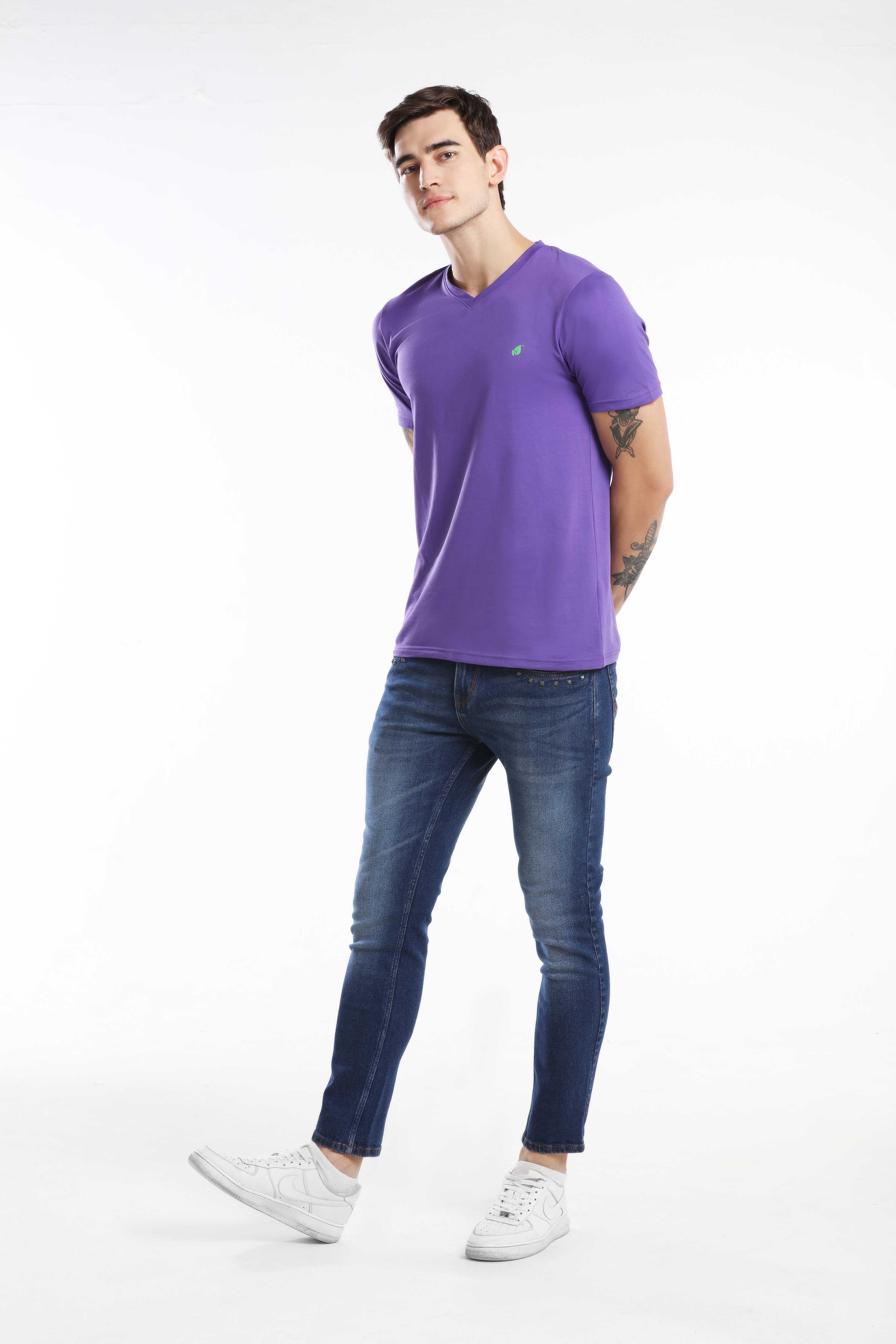 Pima Cotton Men T Shirt - Purple — image 5