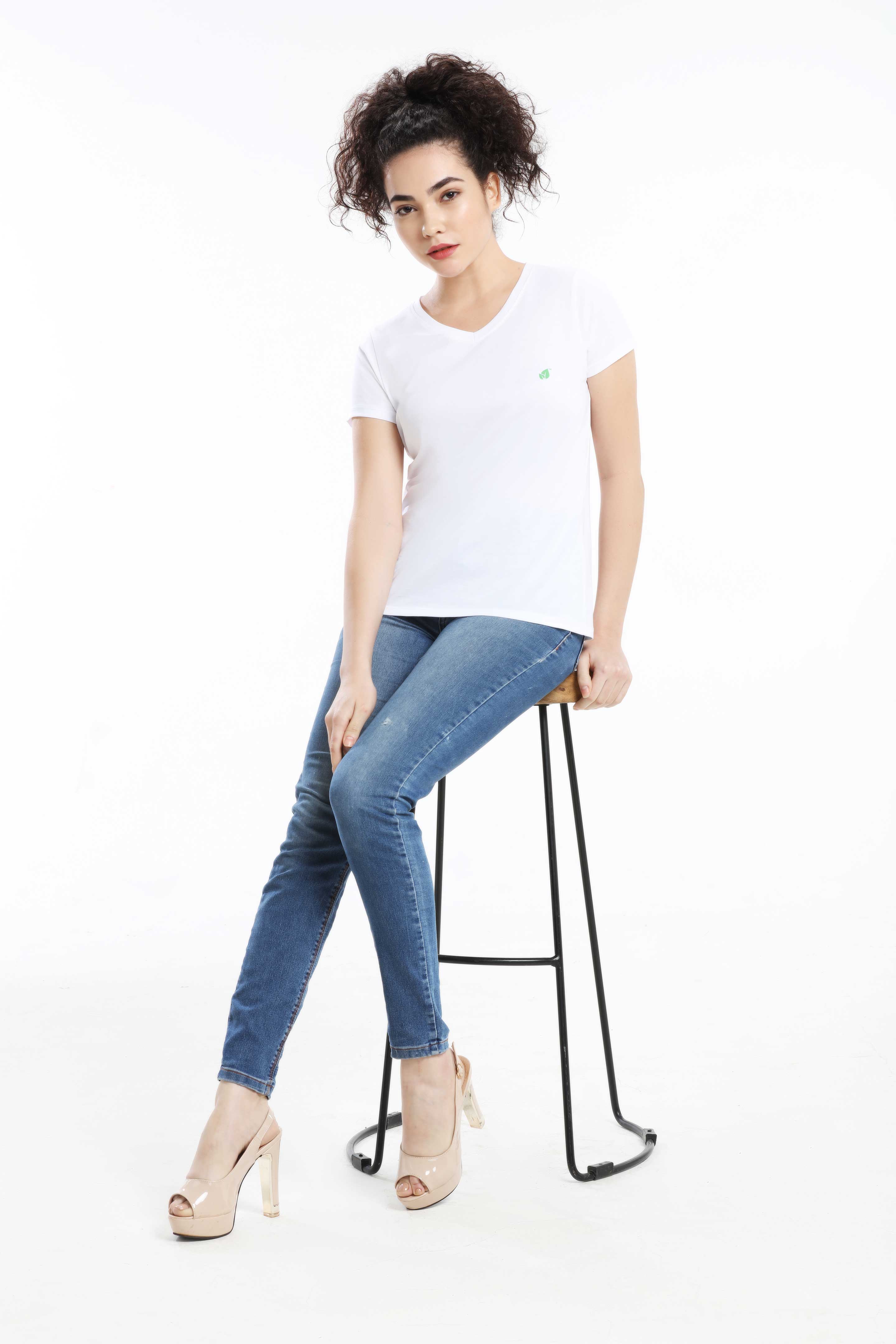 Pima Cotton Women T Shirt - White — image 5