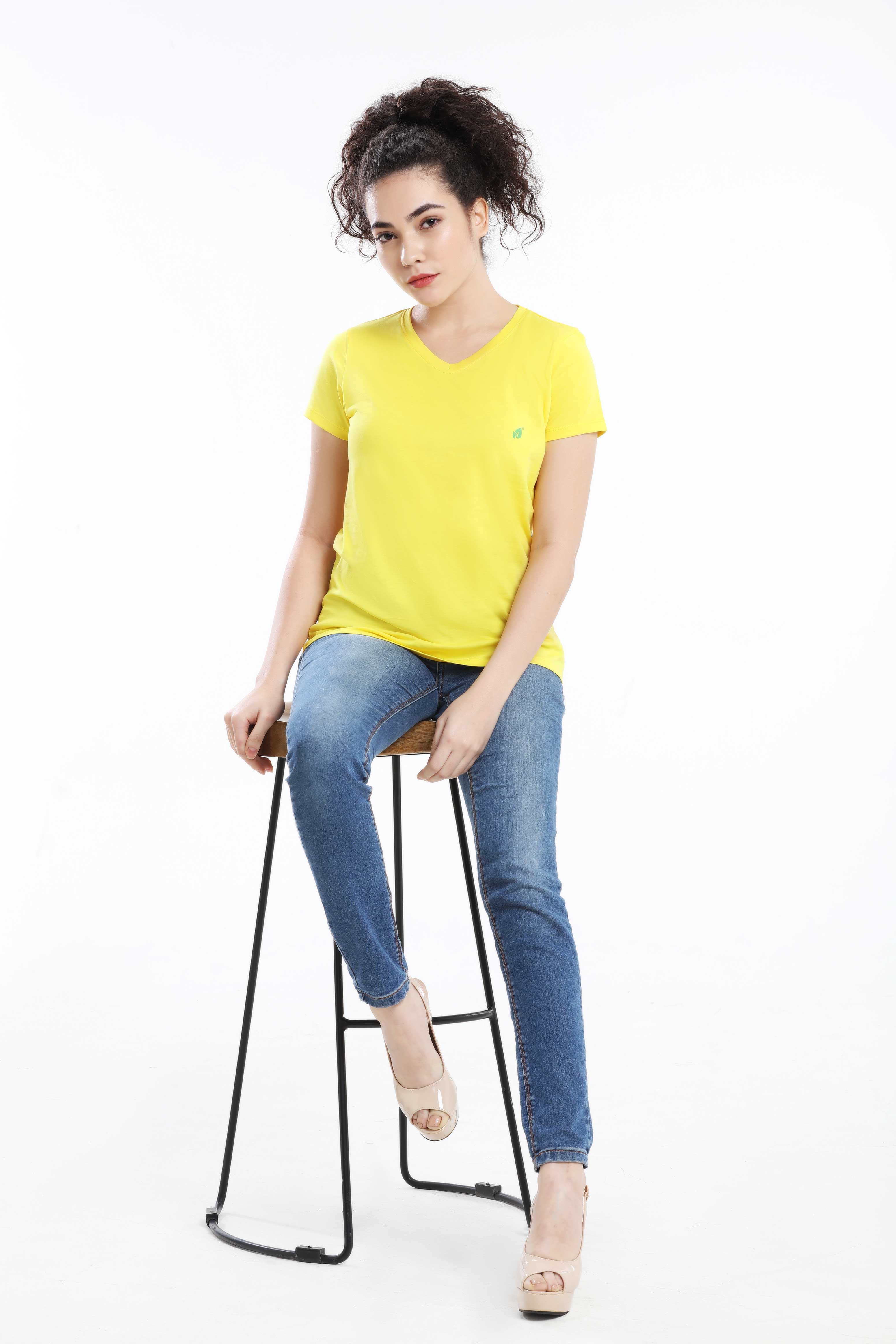 Pima Cotton Women T Shirt - Dark Yellow — image 5
