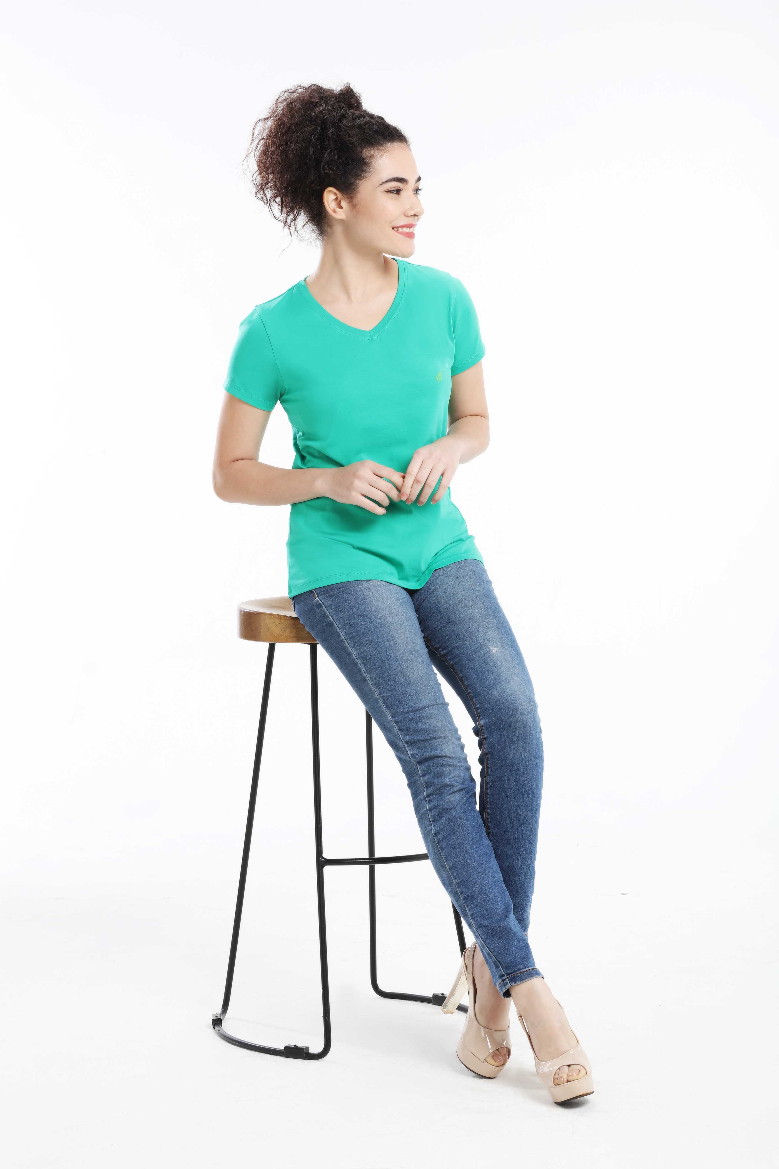 Pima Cotton Women T Shirt - Green — image 5