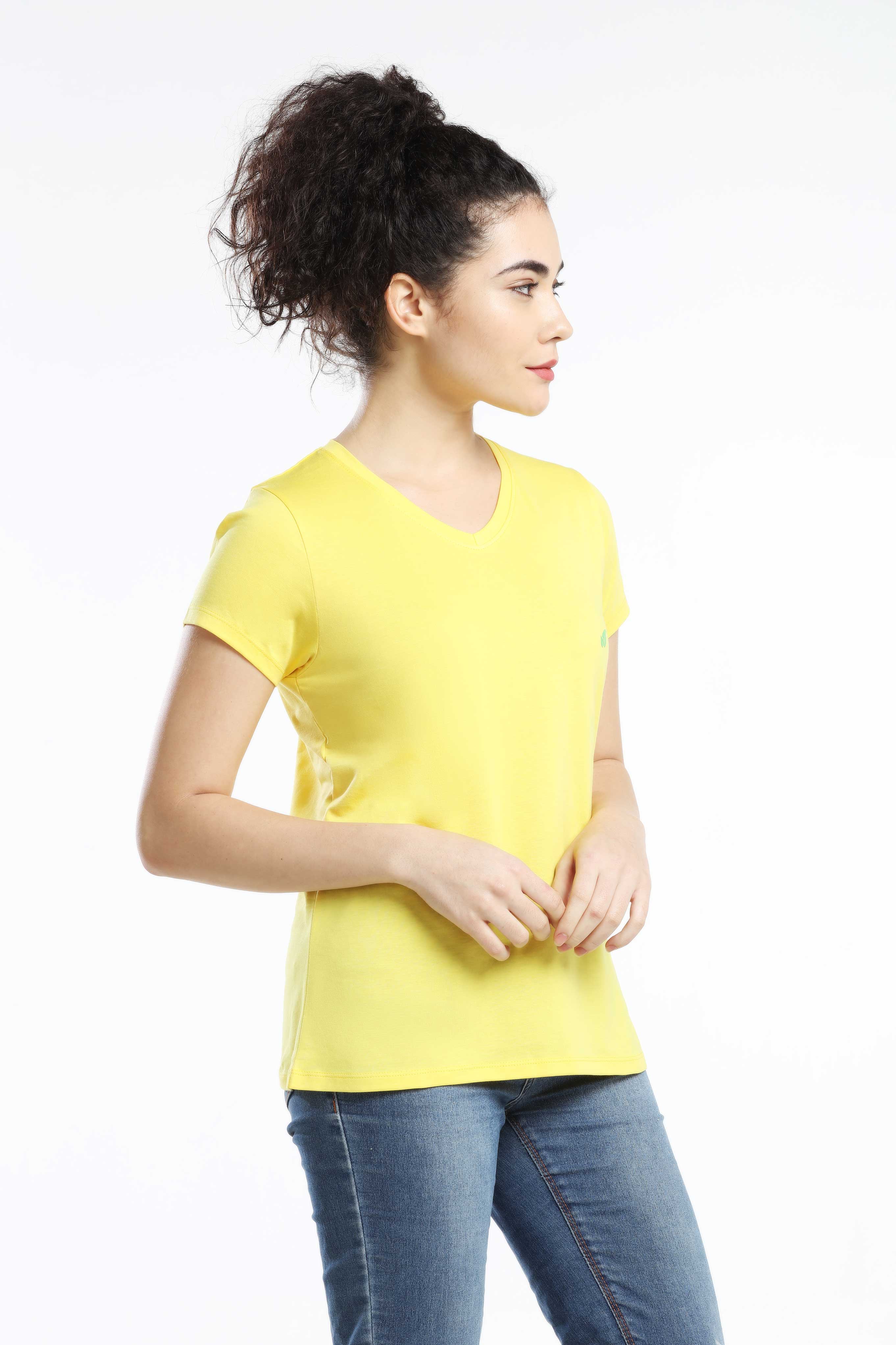 Pima Cotton Women T Shirt - Light Yellow — image 2